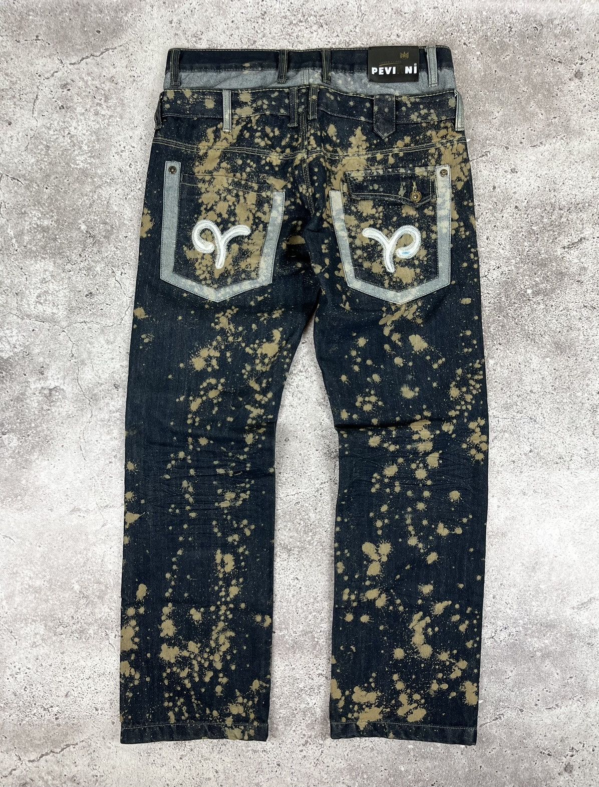 Japanese Brand Avante Garde Double Waisted Painted Denim Oants Size US 36 / EU 52 - 2 Thumbnail