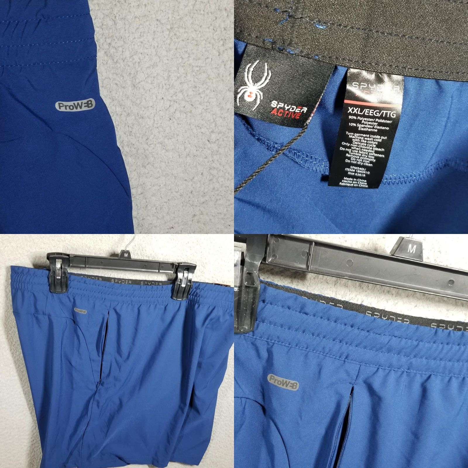 Spyder Spyder Active ProWeb Shorts Mens 2XL Blue 7" Stretch Pockets Running Gym Training Walking Athletic Shorts Mens 2XL Blue Size US 39 - 8 Thumbnail