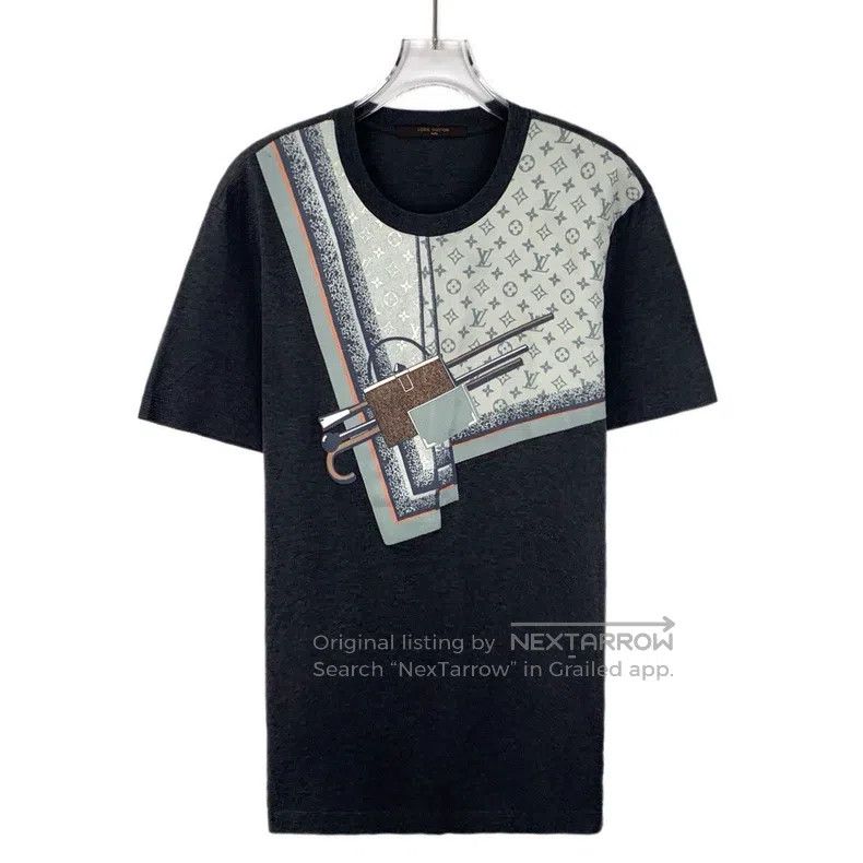 Louis Vuitton Black lock logo presbyopic cotton crewneck T