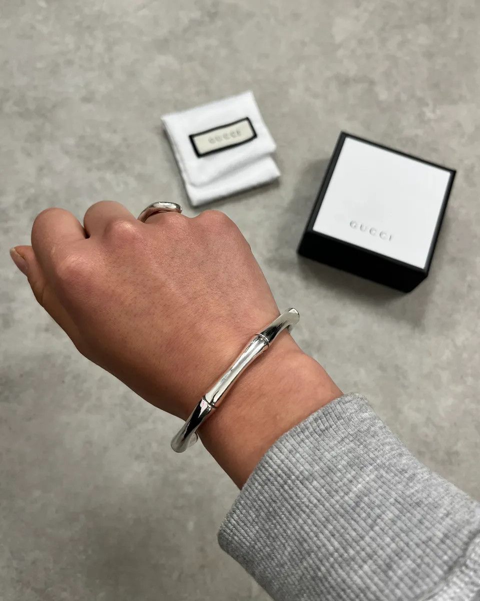 Gucci Gucci Silver Metal Bamboo Bracelet Size ONE SIZE - 2 Thumbnail
