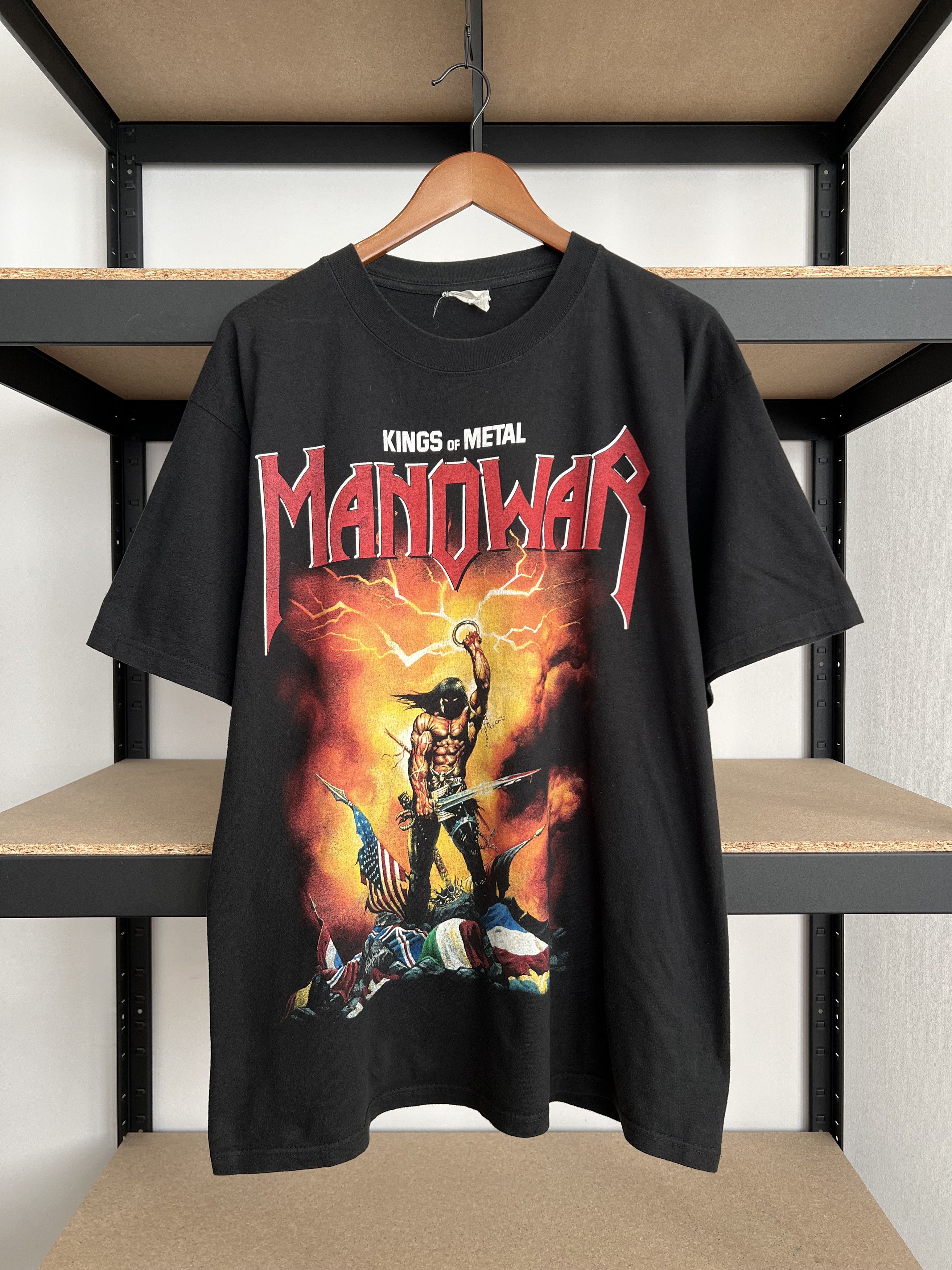 Band Tees × Vintage Vintage 90s Manowar Kings of Metal Band Black 
