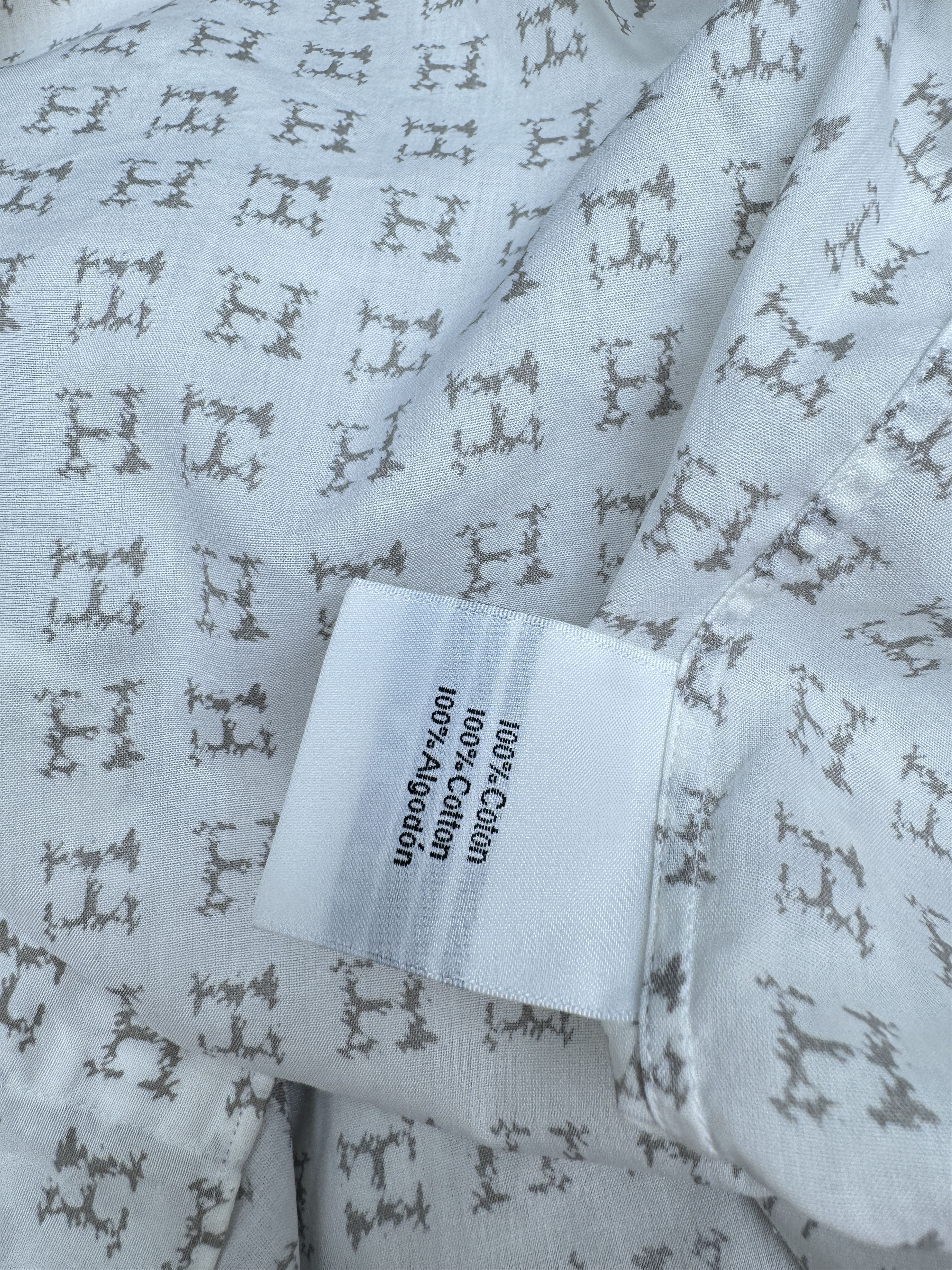 Hermes White Cotton Monogram Shirt Size US M / EU 48-50 / 2 - 7 Thumbnail