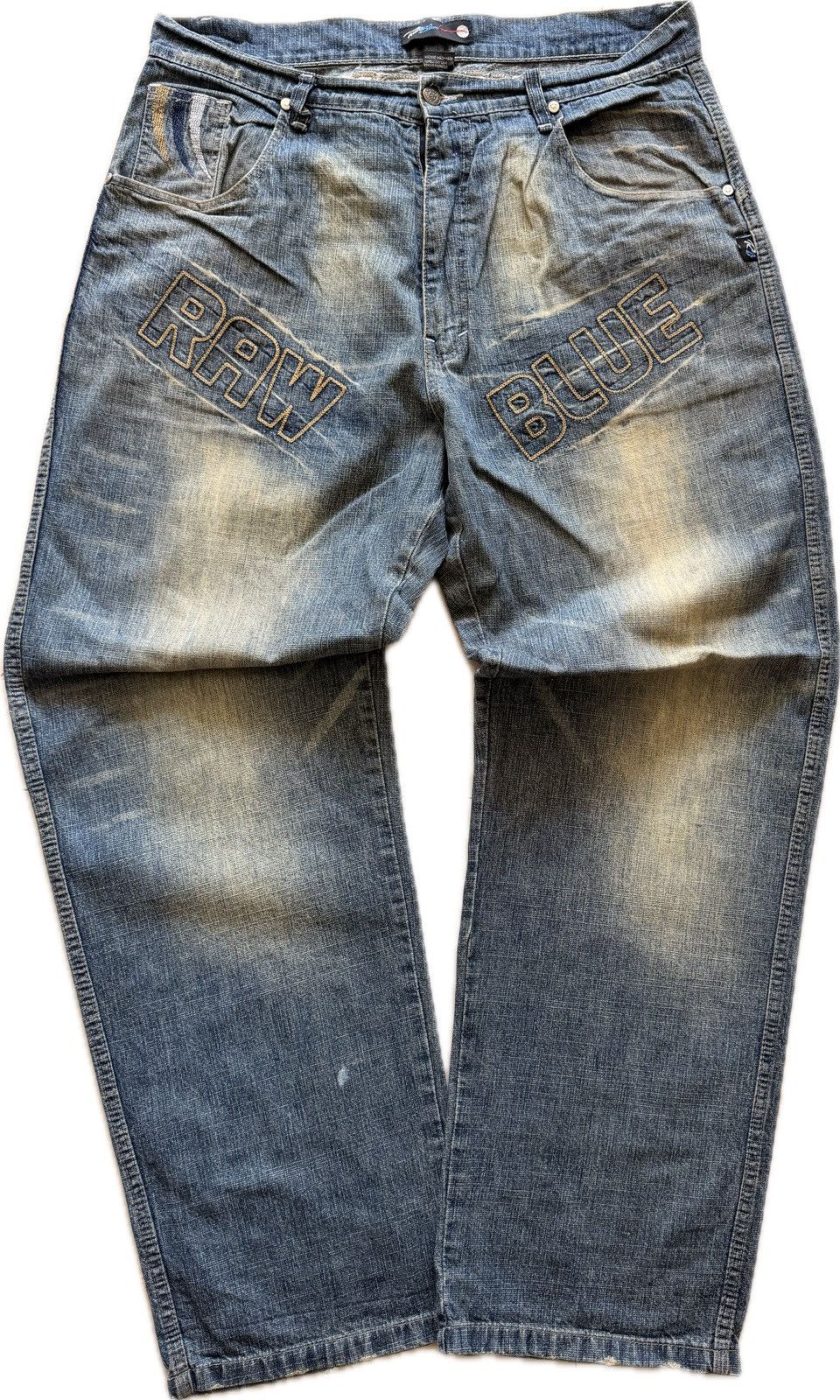 Other Y2K Raw Blue Spelled Out Jeans Size US 36 / EU 52 - 5 Thumbnail