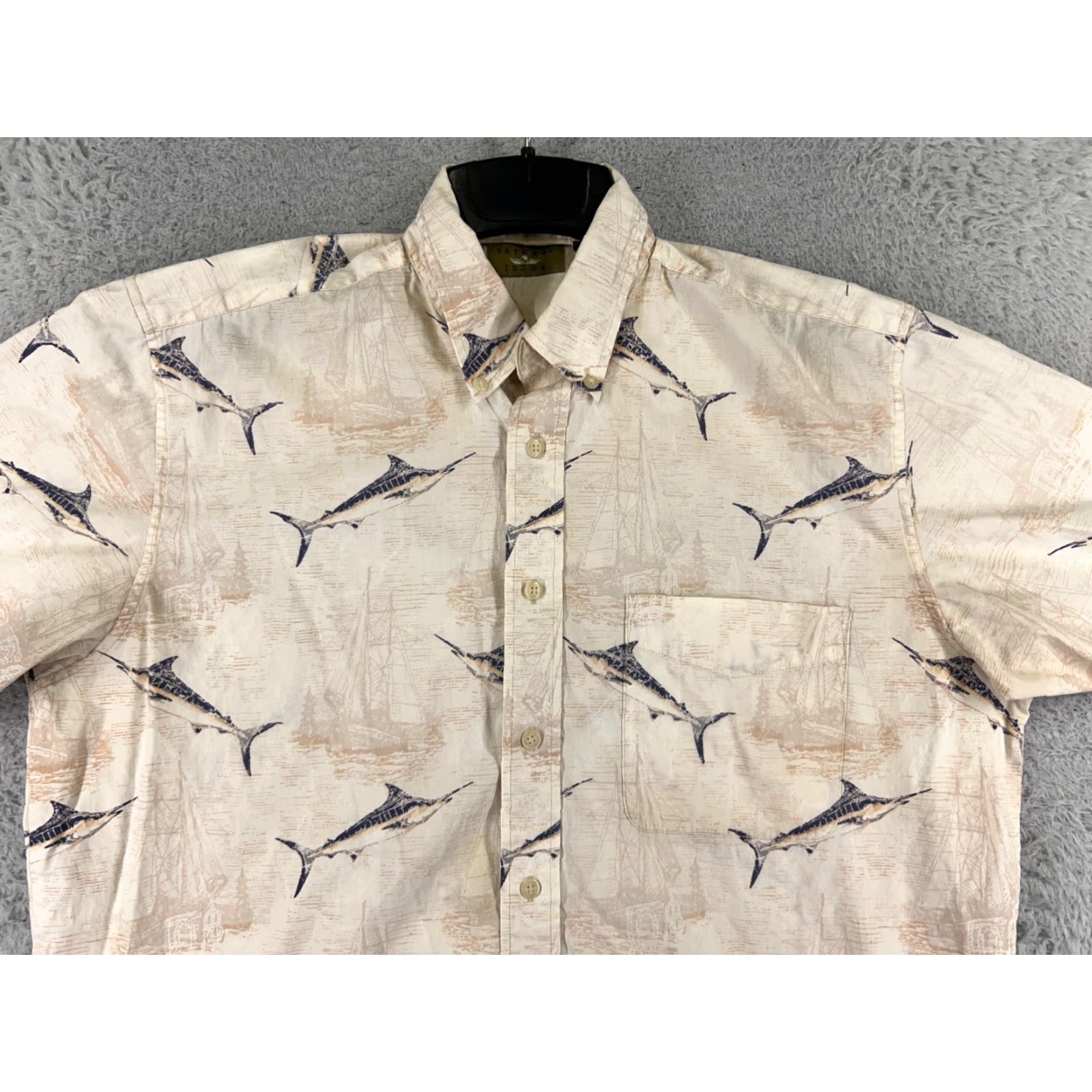 Vintage Puritan Shirt Mens Medium Beige Gamefish Sail Boats Angler Marlin Size US M / EU 48-50 / 2 - 6 Thumbnail