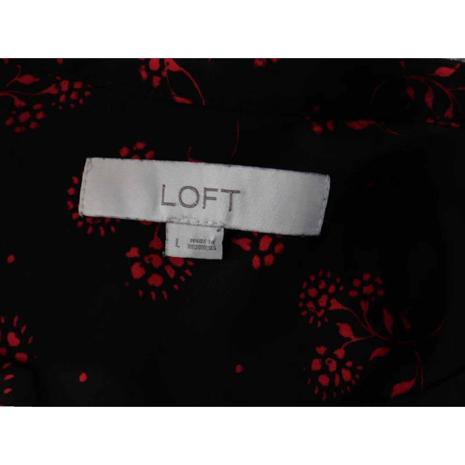 Loft LOFT Blouse Black Red Floral Long Sleeve Relaxed Fit Top Pullover Womens Large Size L Knit? (No Knit) Size L / US 10 / IT 46 - 6 Thumbnail