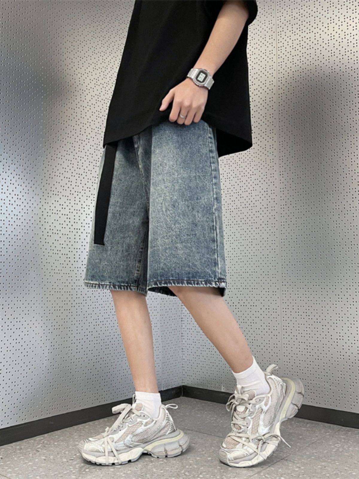 Japanese Brand × Jean Retro versatile washed straight leg denim shorts Size US 32 / EU 48 - 5 Thumbnail
