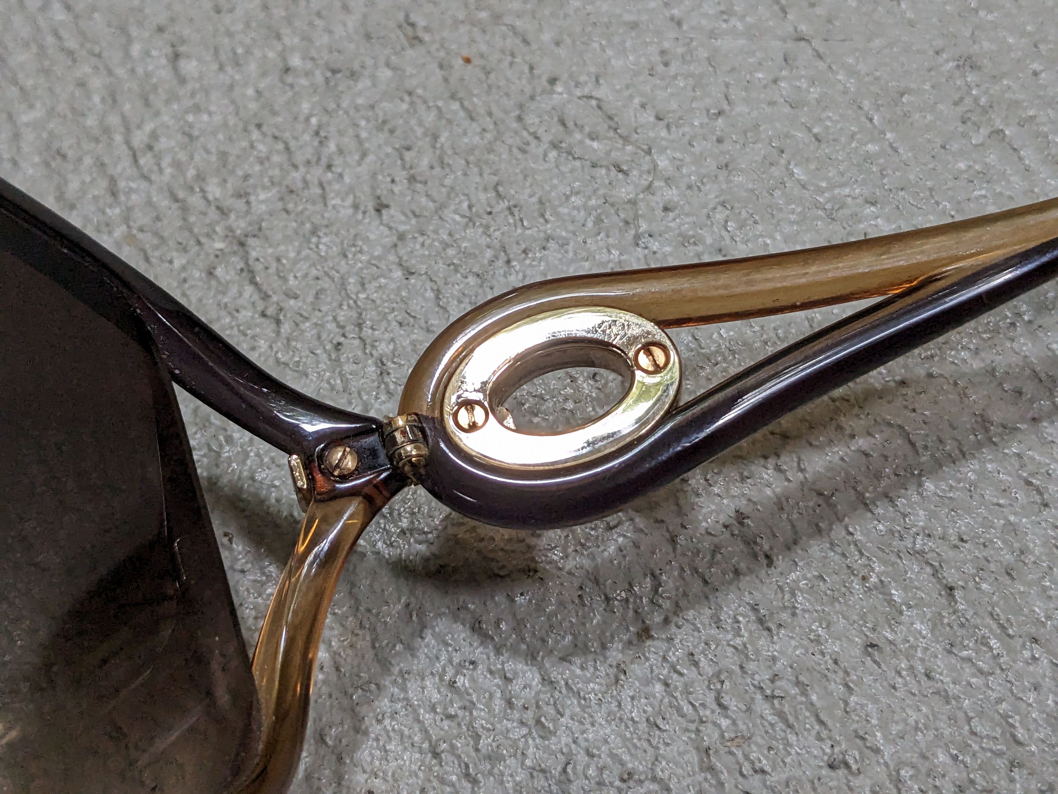 Dior × Vintage Christian Dior Sunglasses Brown Gradient Gold Oversized Size ONE SIZE - 6 Thumbnail