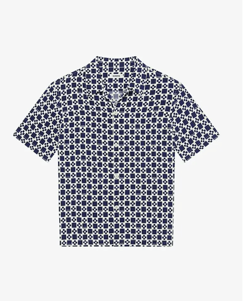 Sandro Cross graphic-print loose-fit woven shirt Size US S / EU 44-46 / 1 - 1 Thumbnail