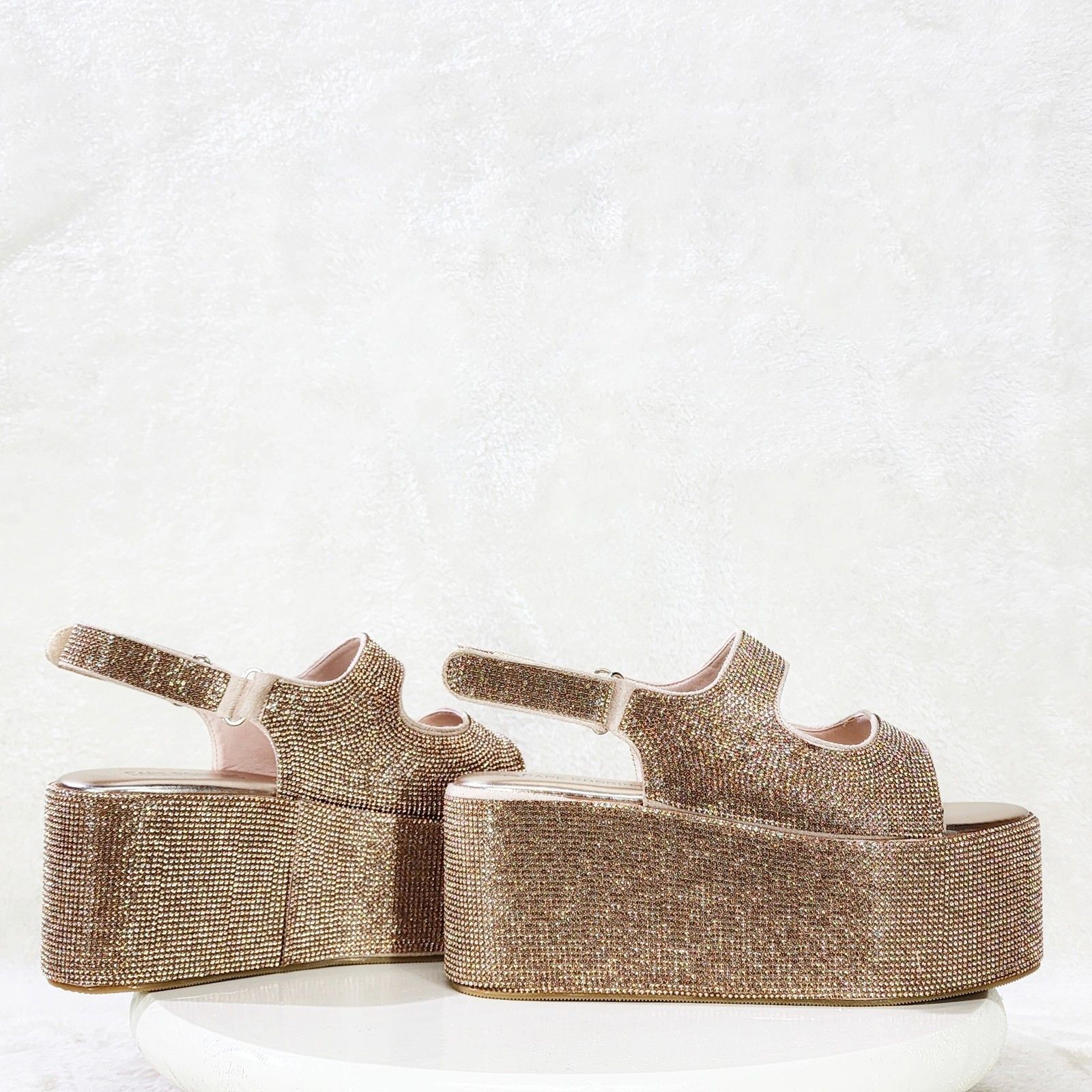 Other Oh Yeah Rose Gold 3" Platform Sparkling Rhinestone Flatform Size US 11 / IT 41 - 5 Thumbnail