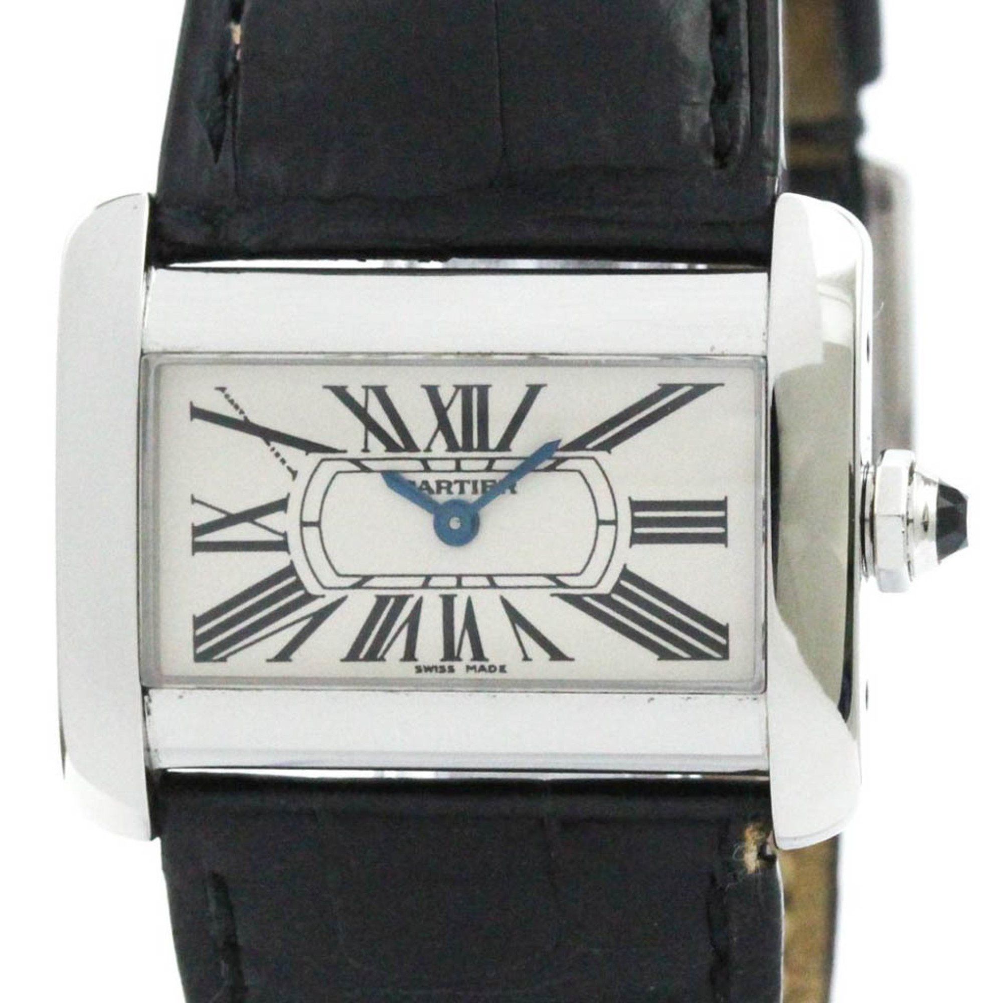 Polished Cartier Mini Tank Divan Steel Quartz Ladies Watch W6300255 in Silver, Women's