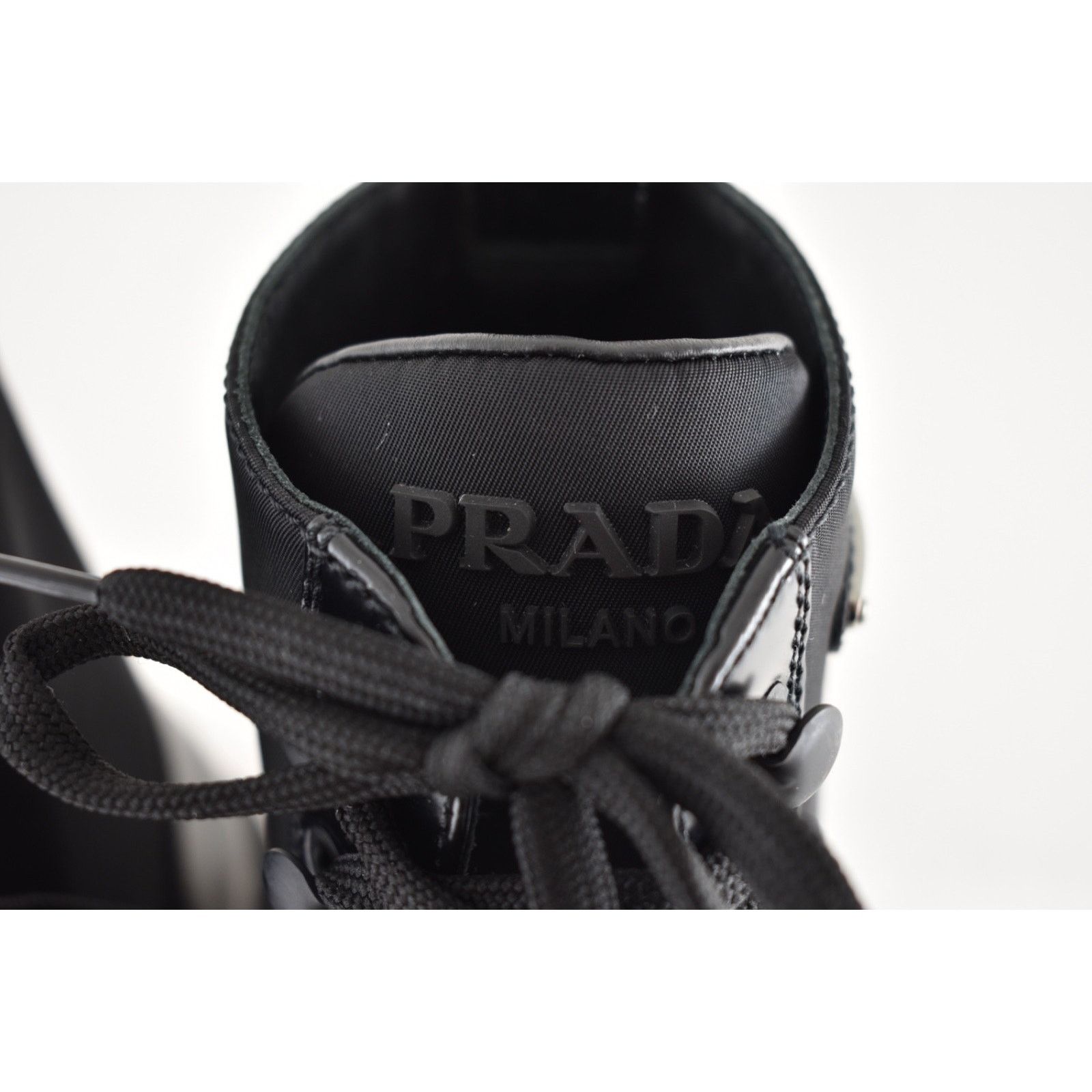 Prada Prada Black Brushed Leather Lace Up Combat Ankle Boot 36.5 Size US 6.5 / IT 36.5 - 10 Thumbnail