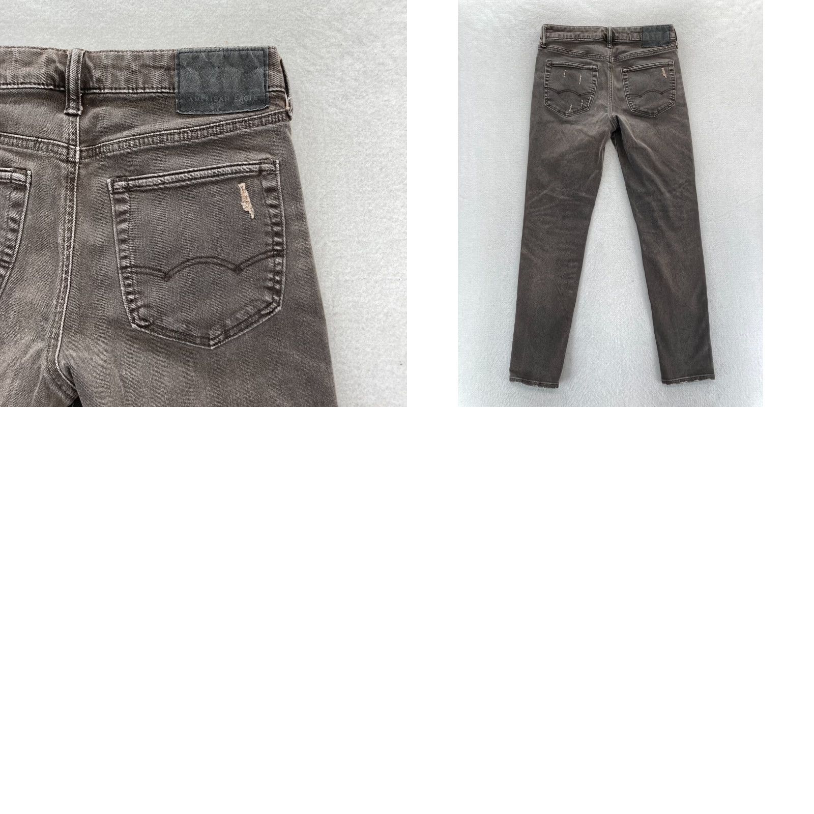 American Eagle Outfitters American Eagle Outfitters Skinny Jeans Mens 28x30 Light Gray Stretch Denim Distressed 5-Pocket Logo Slim Rise Low Inseam 30 Size US 28 / EU 44 - 9 Thumbnail