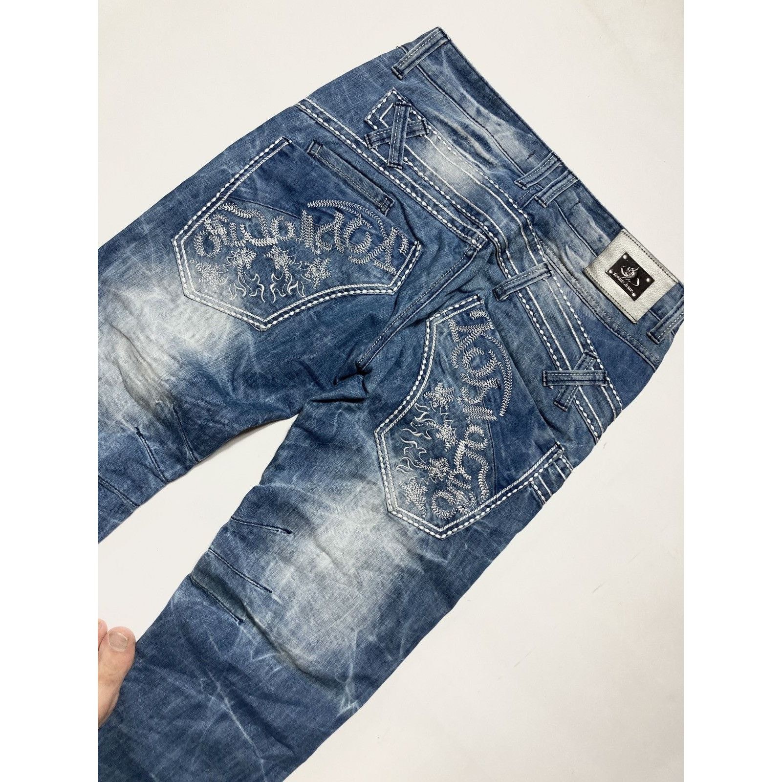 Hysteric Glamour × Vintage Vintage Kosmo Lupo Embroidered Logo Jeans 90s Size US 31 - 9 Thumbnail