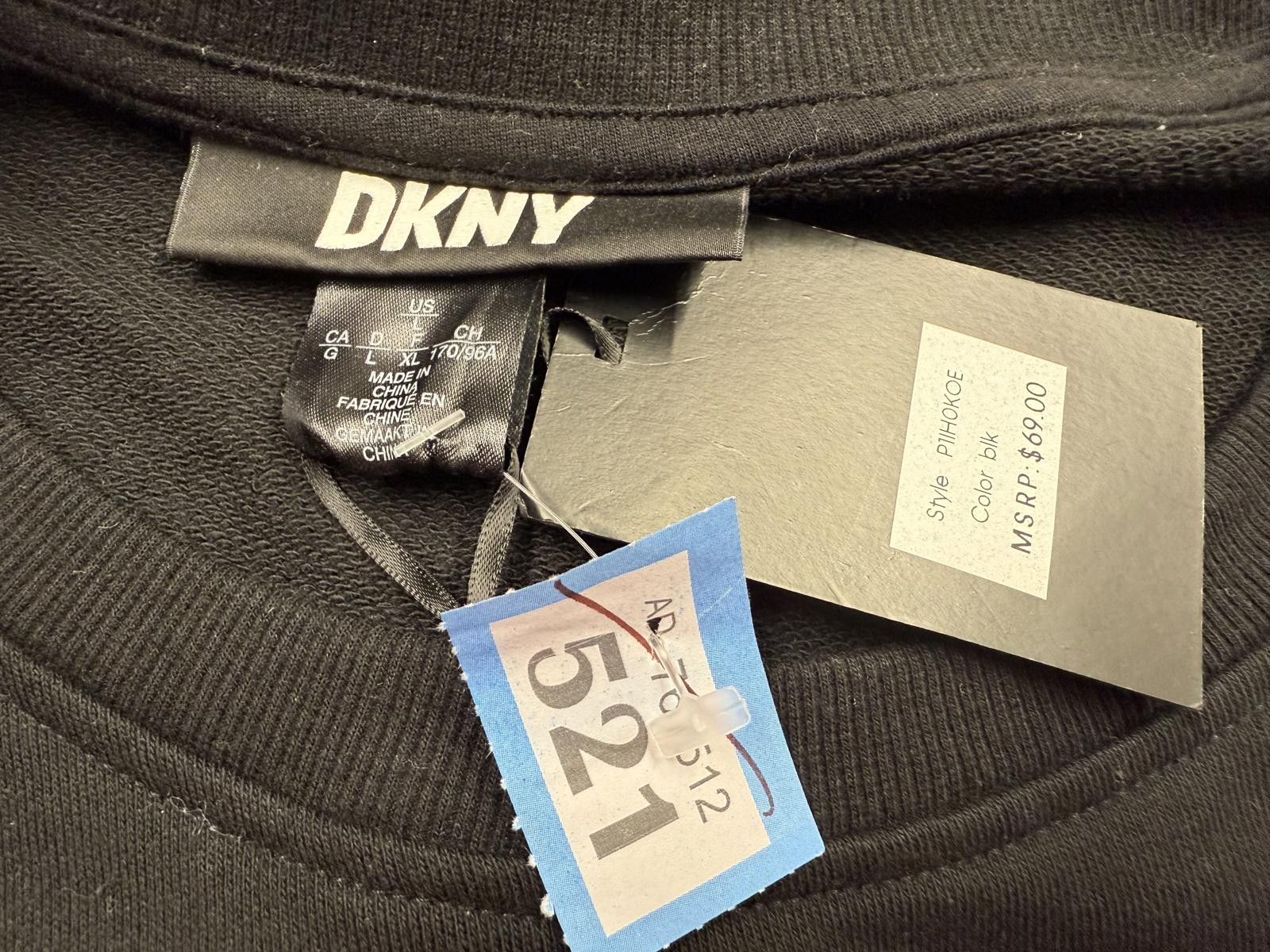 DKNY DKNY Black Sweatshirt with White and Sequin Stripe Detail, L Size L / US 10 / IT 46 - 2 Thumbnail