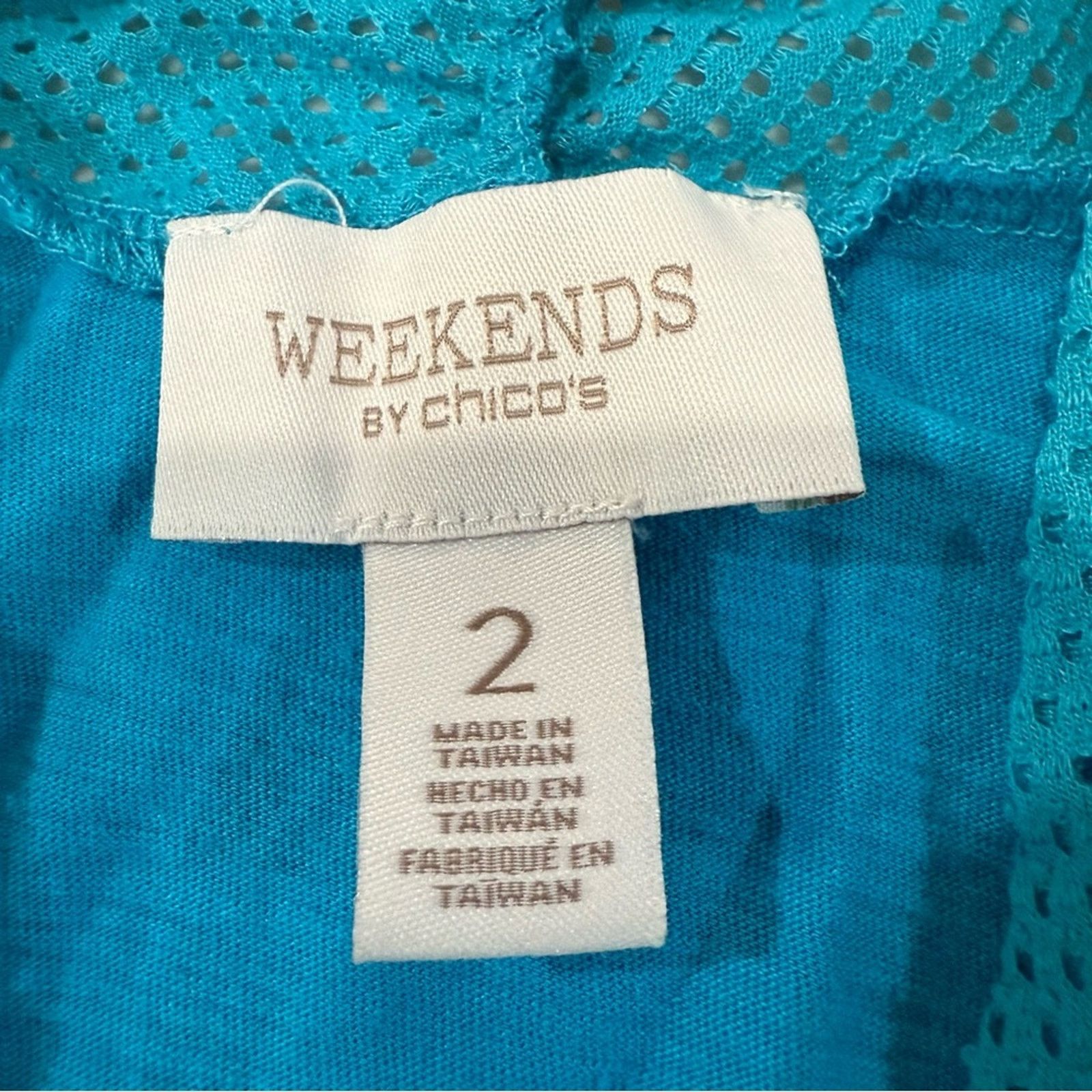 Chicos Weekends by Chino’s Camille Mesh Front Cardigan Womens 2 Size L / US 10 / IT 46 - 4 Thumbnail