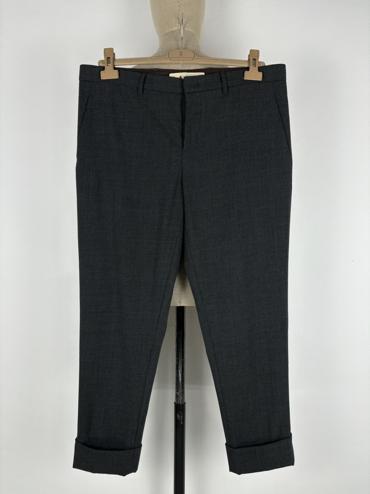 Balenciaga × Marni Unisex Commessa Wool Italy Classic Grey Pants Pocket Tapered Trousers 44 Size 30" / US 8 / IT 44 - 2 Thumbnail