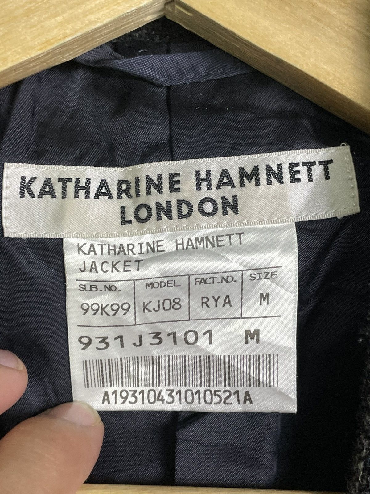 Katharine Hamnett London × Vintage Katherine Hamnett London Down Stripe Wool Coat (38) Size US M / EU 48-50 / 2 - 6 Thumbnail