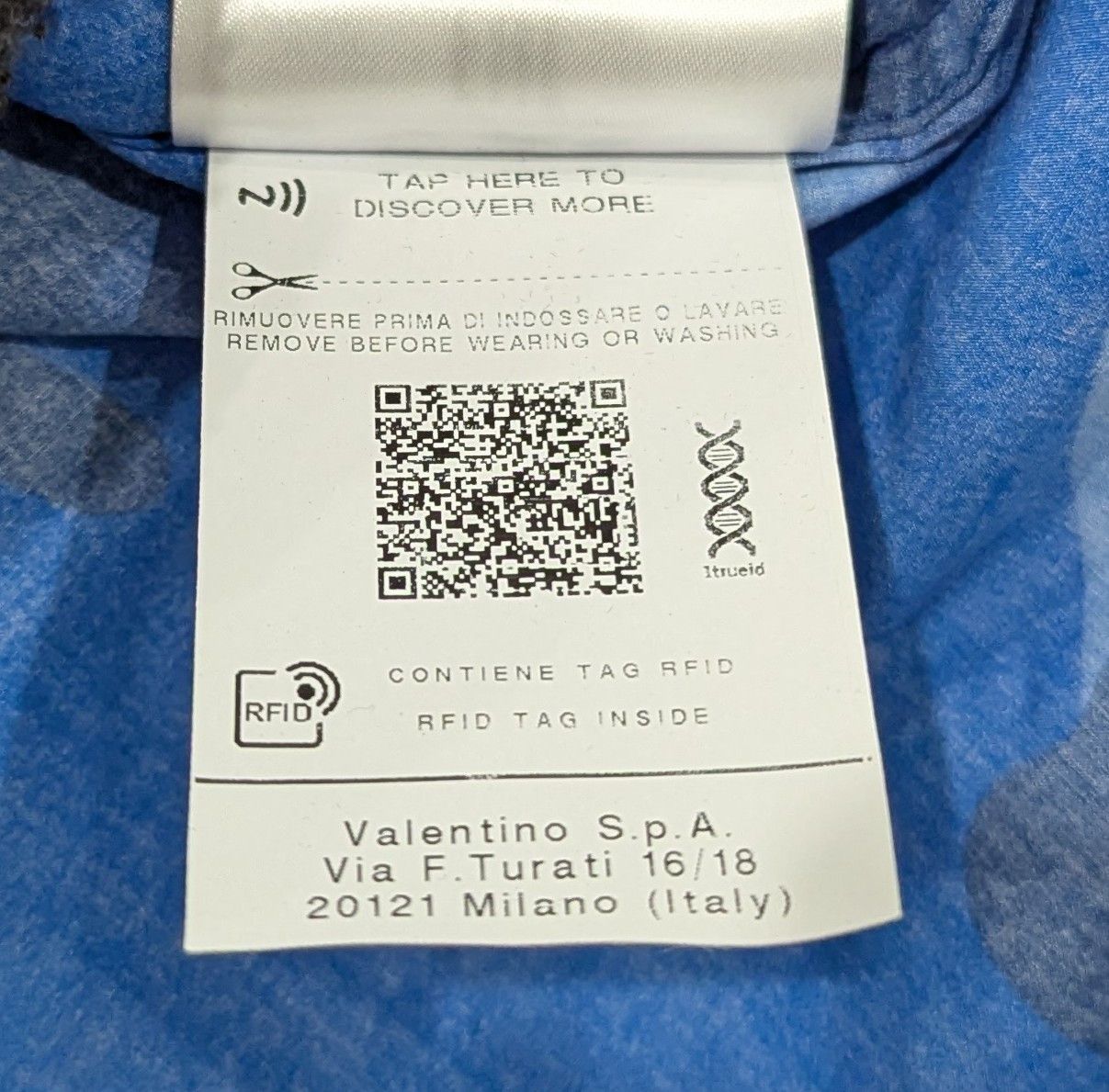Valentino Valentino "Popeline" Button Up Camp Shirt Blue Camo 48 Size US M / EU 48-50 / 2 - 6 Thumbnail
