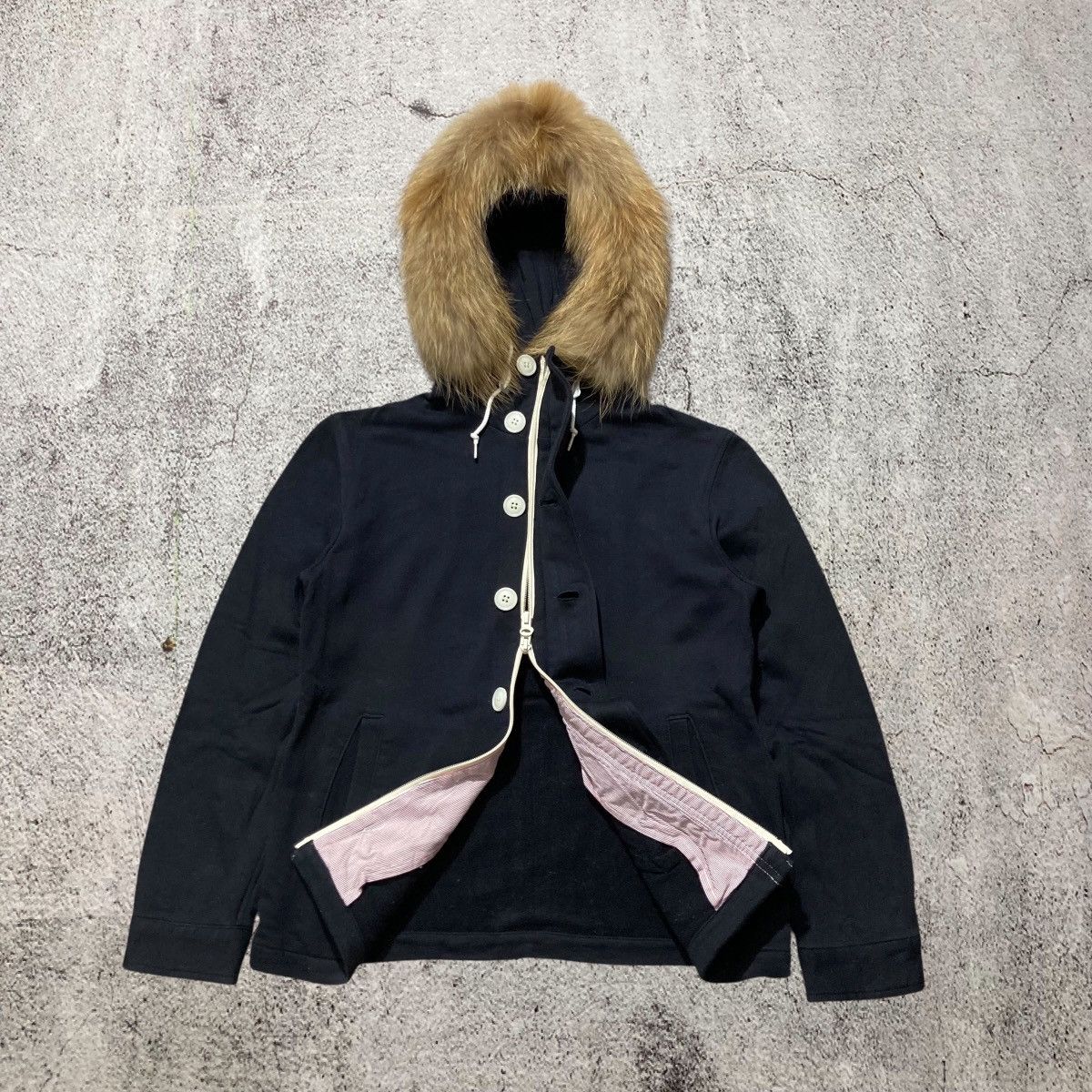 Beams Japan 2000s Beams Japan Button/Zipper Fur Hoodie Black Lgb Size US S / EU 44-46 / 1 - 6 Thumbnail