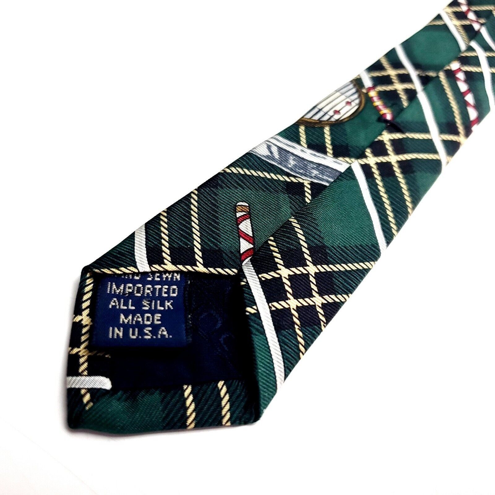 Roundtree & Yorke Roundtree & Yorke Green Silk Tie Woven Glen Check Golf Club Size ONE SIZE - 6 Thumbnail