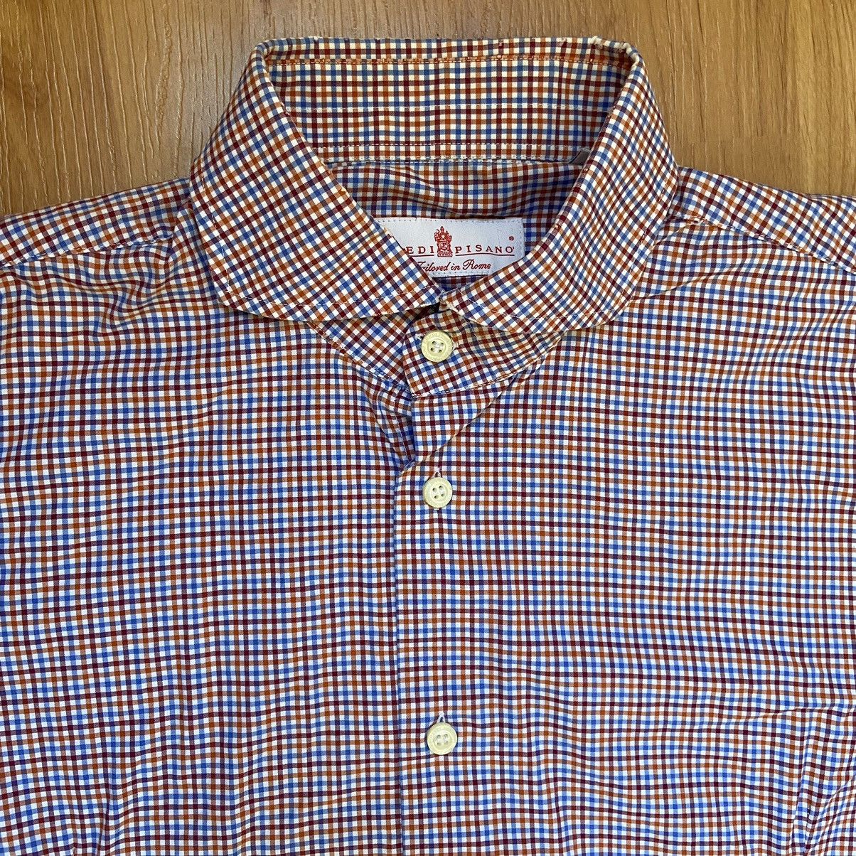 Eredi Pisano Slim Fit Plaid Button Up Shirt Size 41/16