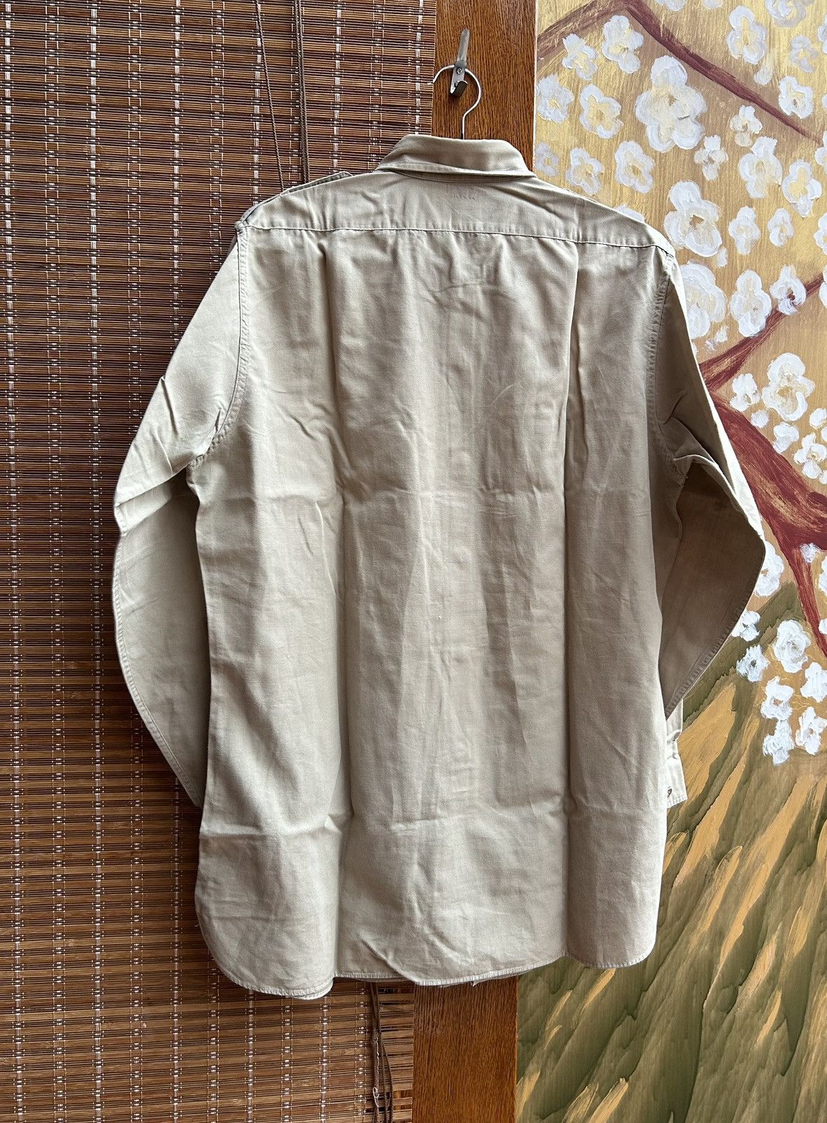 Vintage Vintage 50s US Army Khaki Cotton Twill Long Sleeve Shirt Size US S / EU 44-46 / 1 - 2 Thumbnail