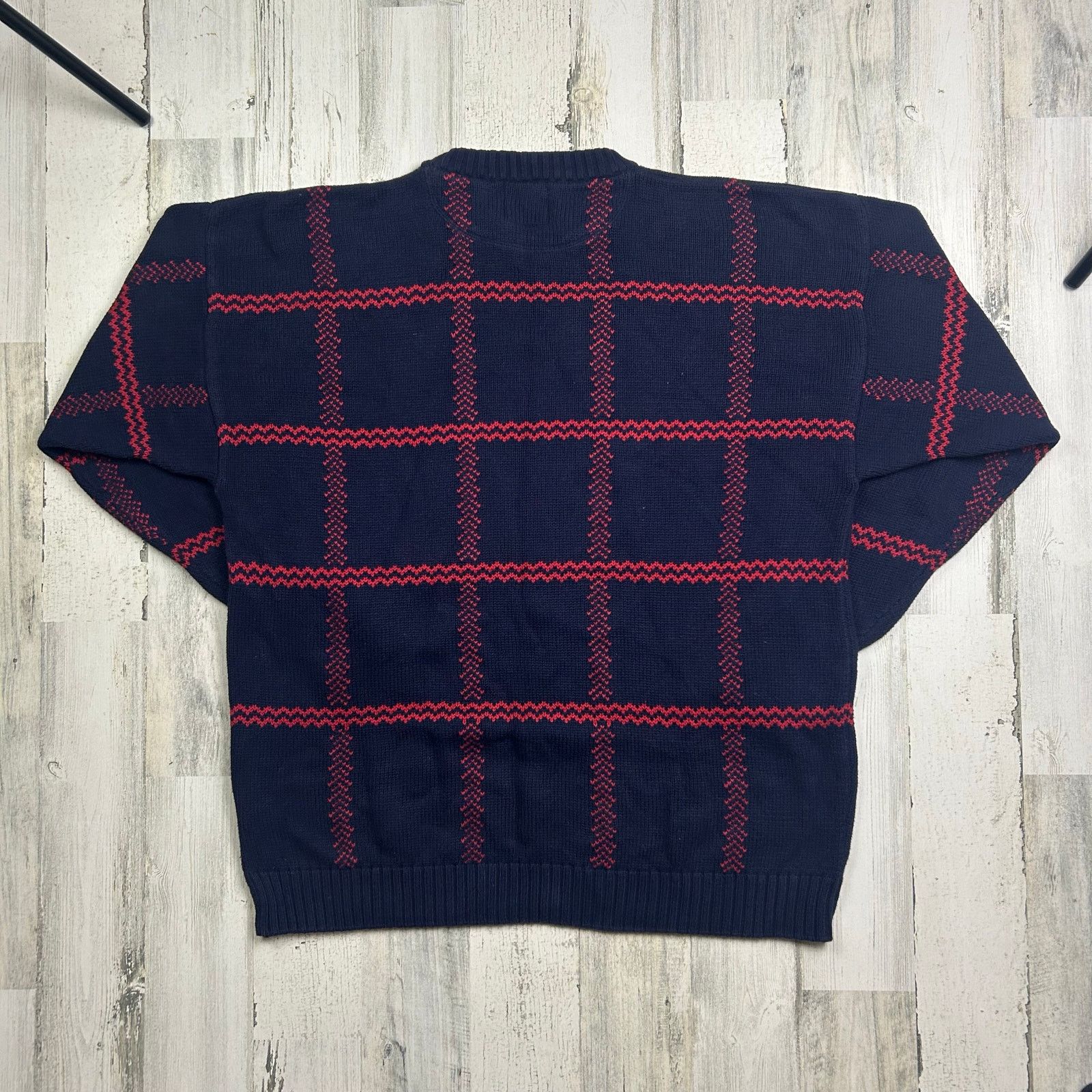 Izod × Vintage Vintage Izod Purple and Blue Zig Zag Plaid Sweater Size US XL / EU 56 / 4 - 5 Thumbnail