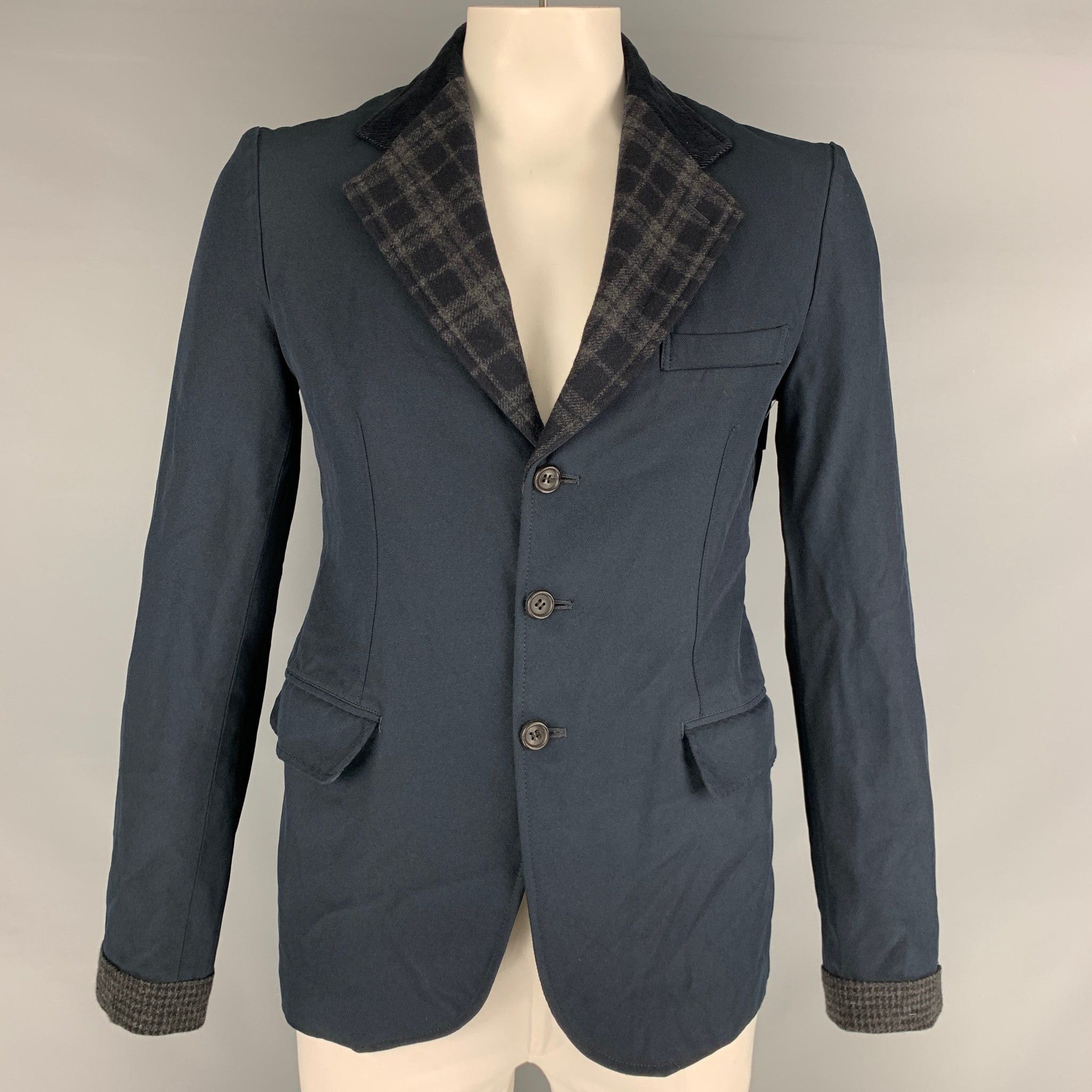 COMME des GARCONS HOMME cotton long coat HT-C015 Navy M