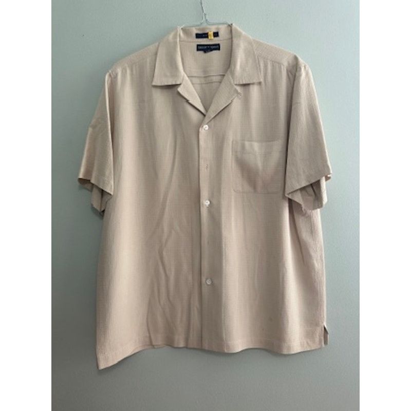 Grant Thomas Grant Thomas cream textured silk short sleeve button down Size US L / EU 52-54 / 3 - 2 Thumbnail