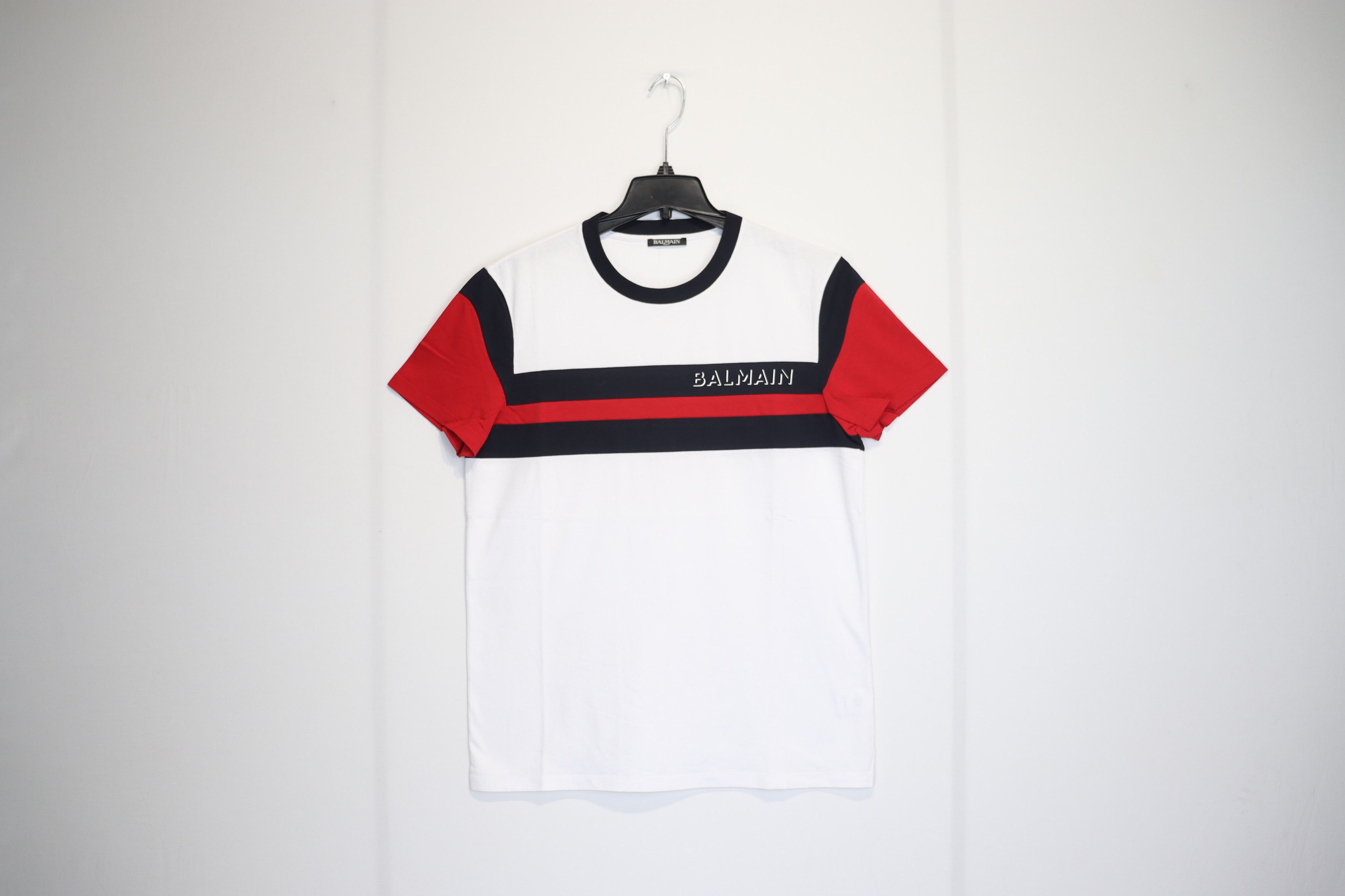 Balmain o1rshd1 T-Shirt in Black/White/Red Size US M / EU 48-50 / 2 - 1 Thumbnail