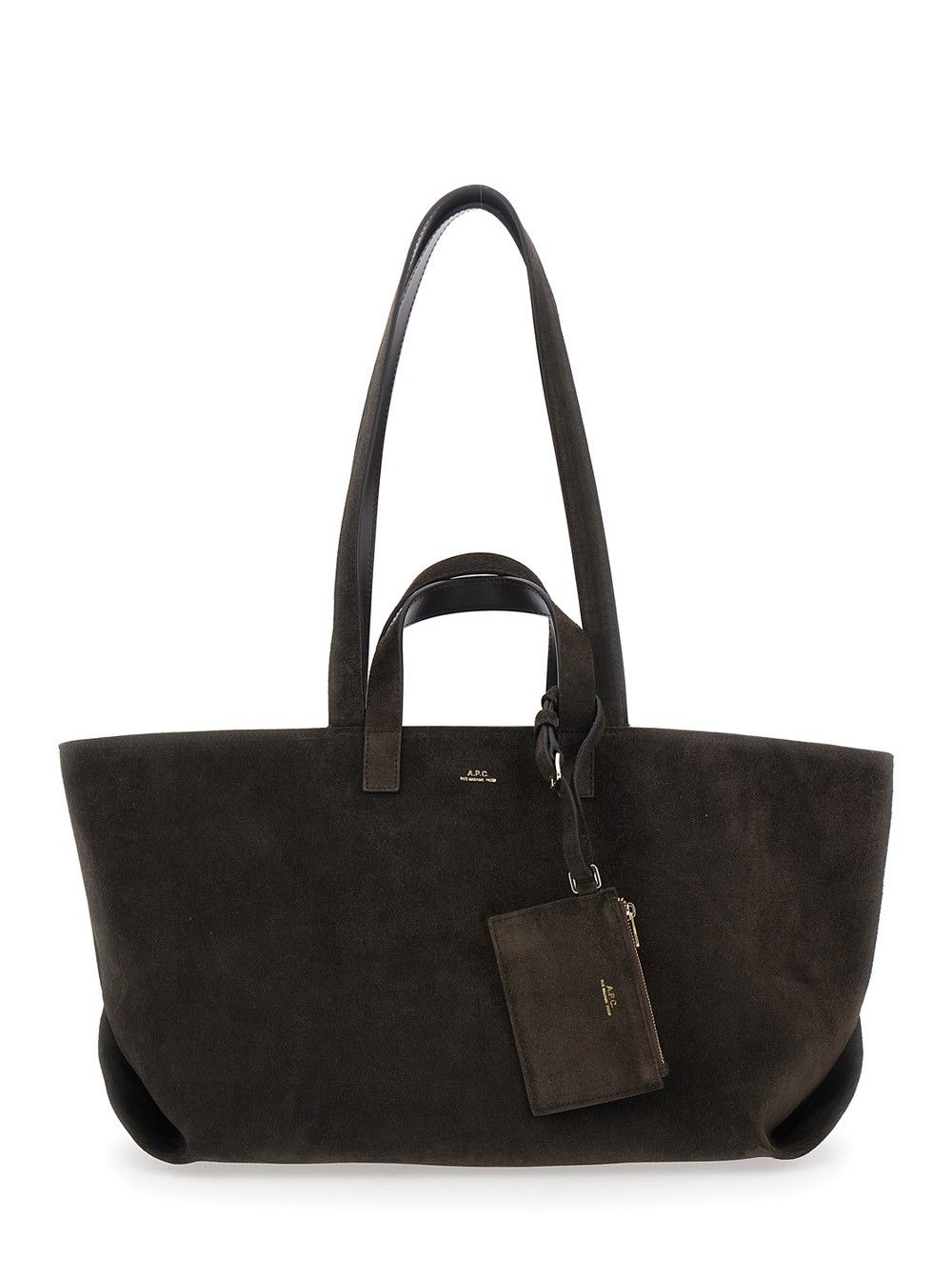 A.P.C. 'Le Drummer' Brown Shopper with Four Handles and Lettering Logo on the Front in Suede Woman Size ONE SIZE - 1 Thumbnail