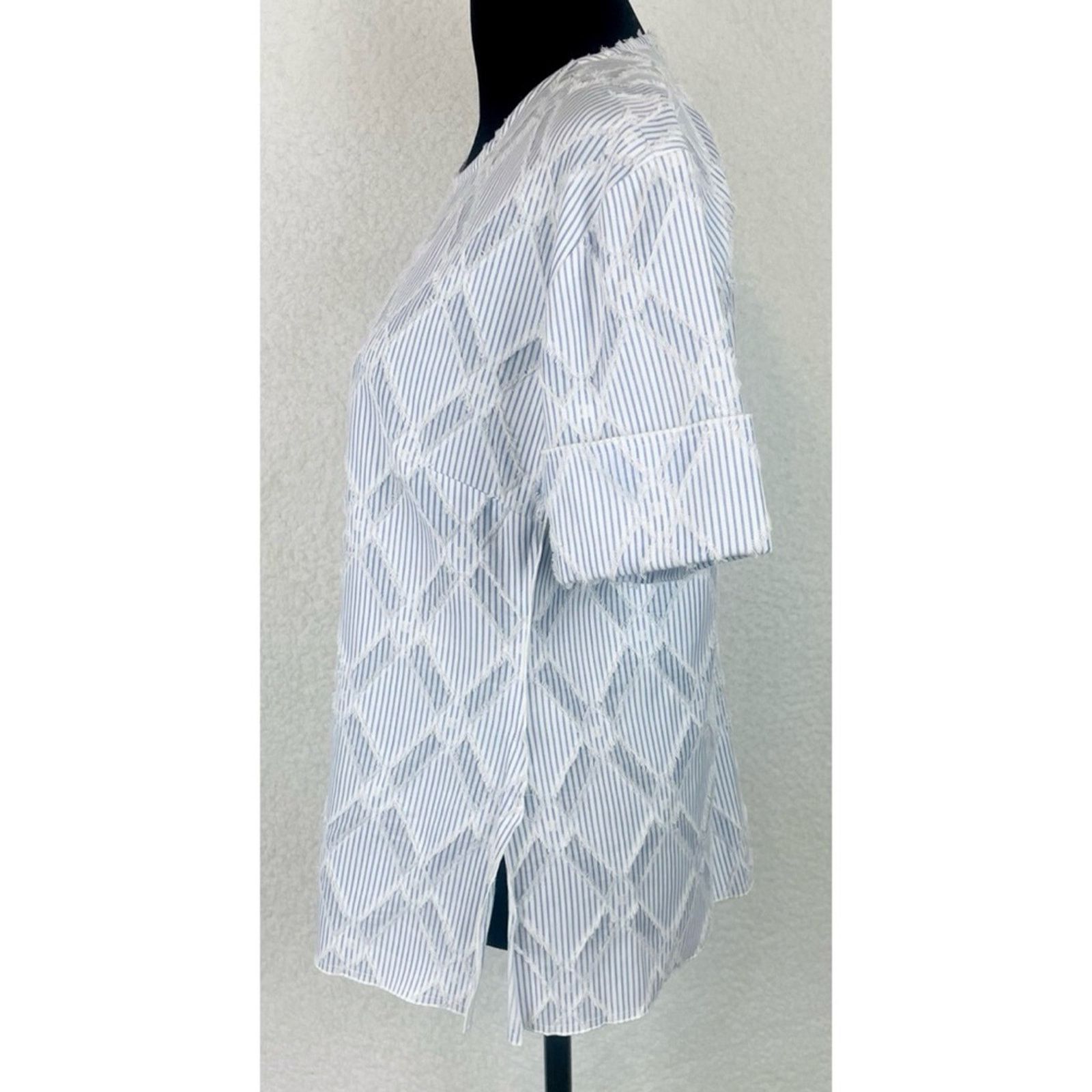 Derek Lam 10 Crosby DEREK LAM • 10 Crosby Striped Frayed Diamond Blouse Size S / US 4 / IT 40 - 5 Thumbnail