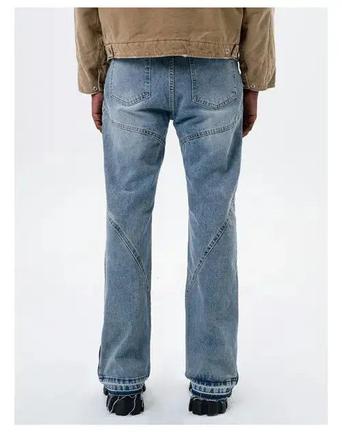 Jean zipper patchwork faded damaged flared jeans Size US 32 / EU 48 - 8 Thumbnail