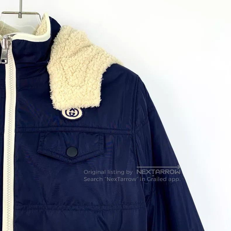 Gucci Gucci Dark blue lamb wool hooded zippered cotton jacket Size US S / EU 44-46 / 1 - 3 Thumbnail