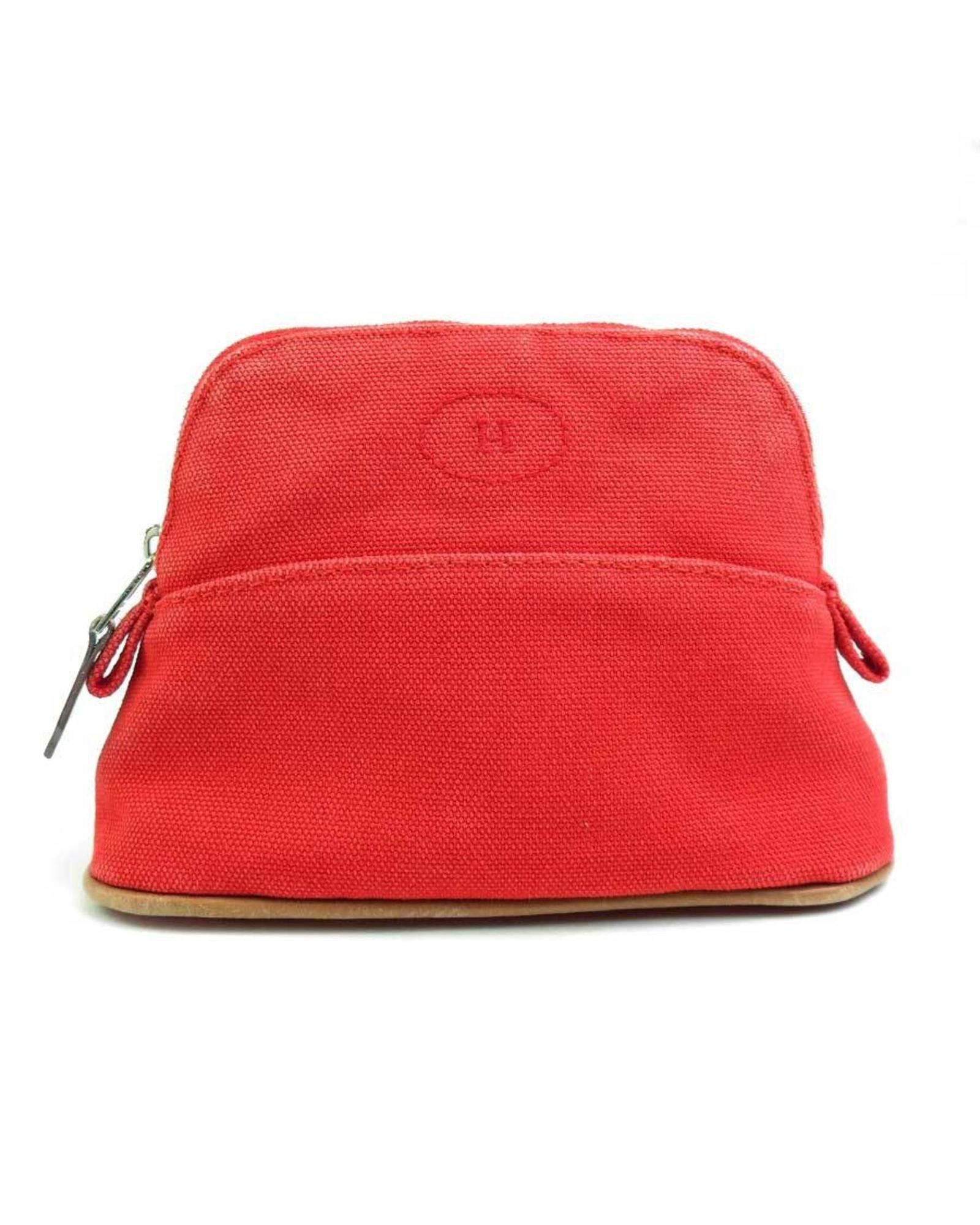 image of Hermes Red Cotton Clutch Handbag, Women's