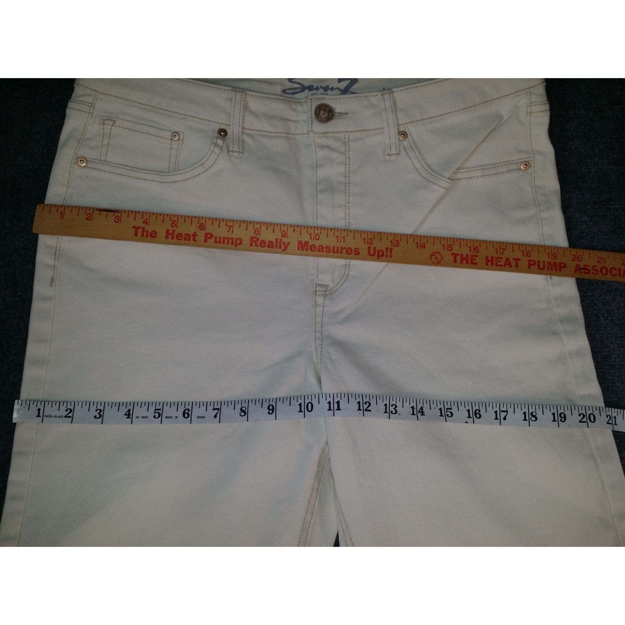 Seven 7 Seven7 Jeans Slim Straight Jeans Women Sz 12 White Denim Eve Size 34" / US 12 / IT 48 - 2 Thumbnail