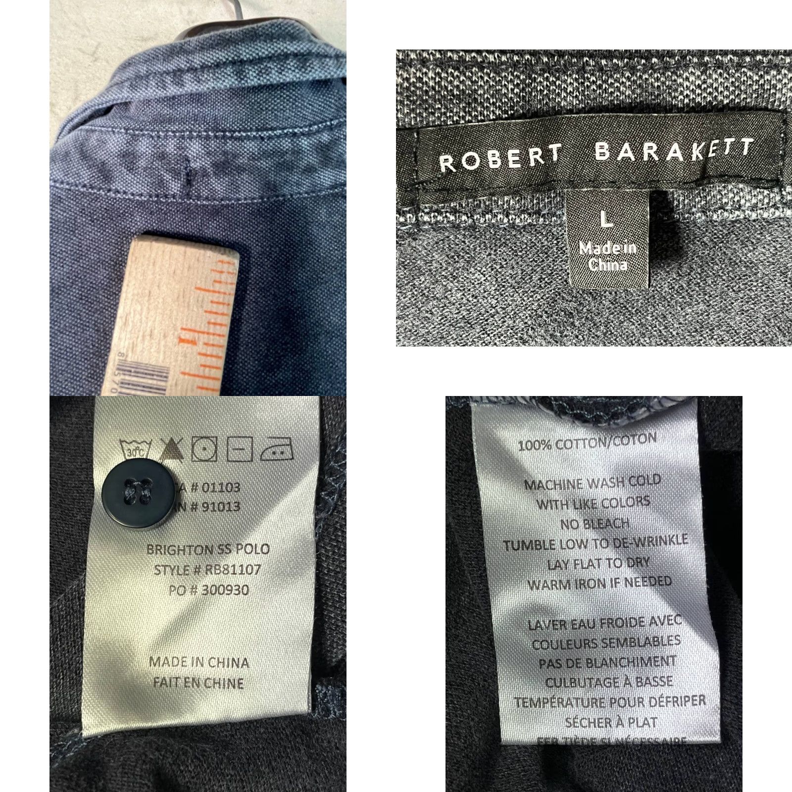 Vintage Robert Barakett Shirt Mens L Gray Knit Polo Casual Adult Work Shirt Preppy Size US L / EU 52-54 / 3 - 8 Thumbnail