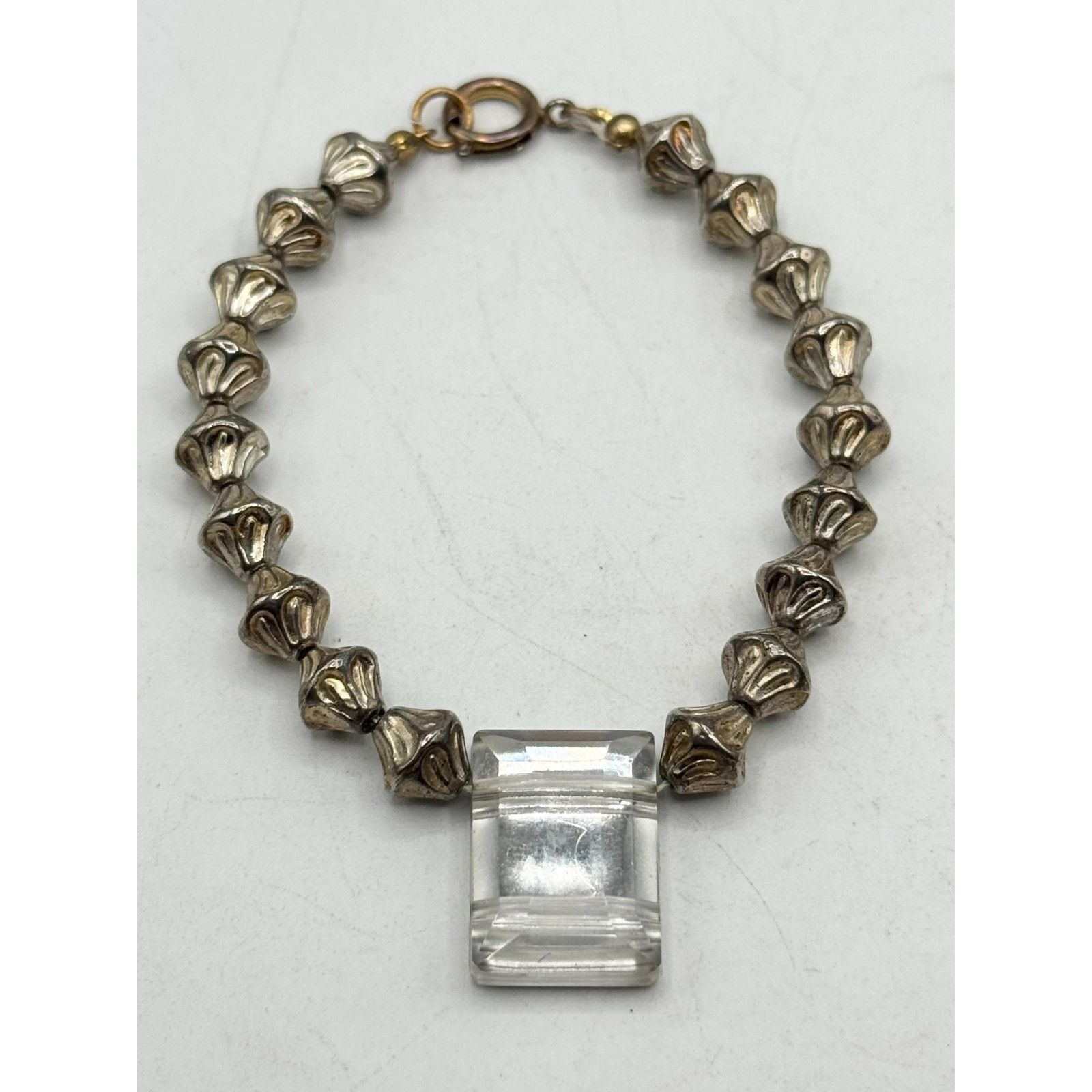 Vintage Vintage silver beaded rhinestone bracelet Size ONE SIZE - 2 Thumbnail