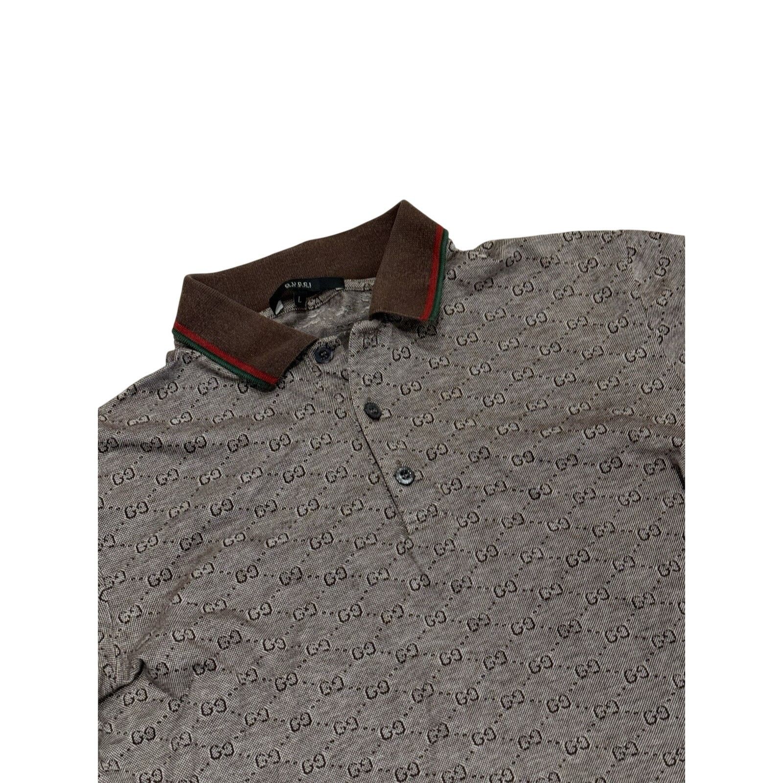 Gucci Gucci GG Monogram Polo Shirt L Brown Slim Fit Web Collar Size US L / EU 52-54 / 3 - 3 Thumbnail