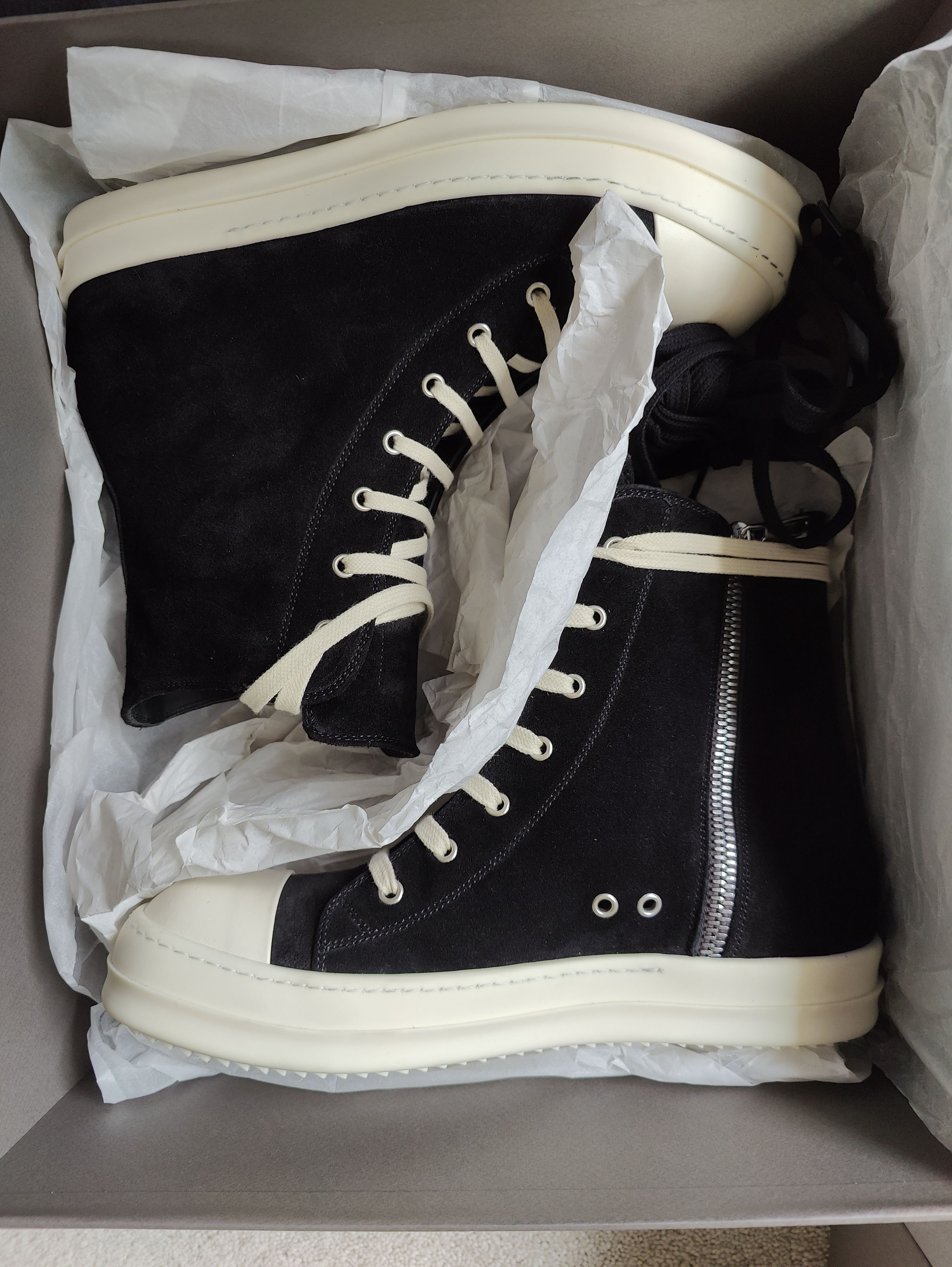 Rick Owens Deep Black Suede Ramones Size US 10 / EU 43 - 1 Thumbnail