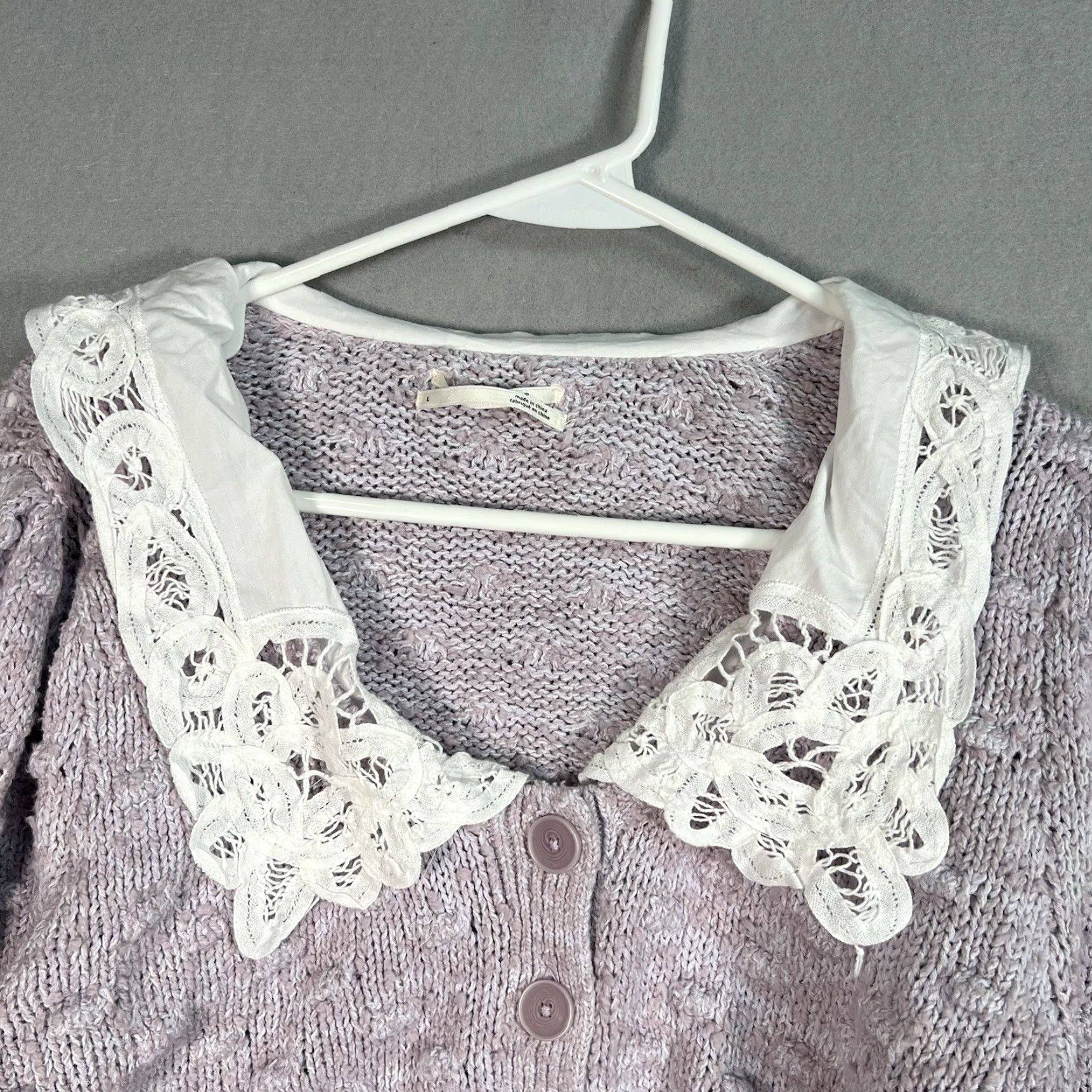 Anthropologie ANTHROPOLOGIE Balloon Sleeve Collared Cardigan Sweater Womens Large Purple Size L / US 10 / IT 46 - 5 Thumbnail