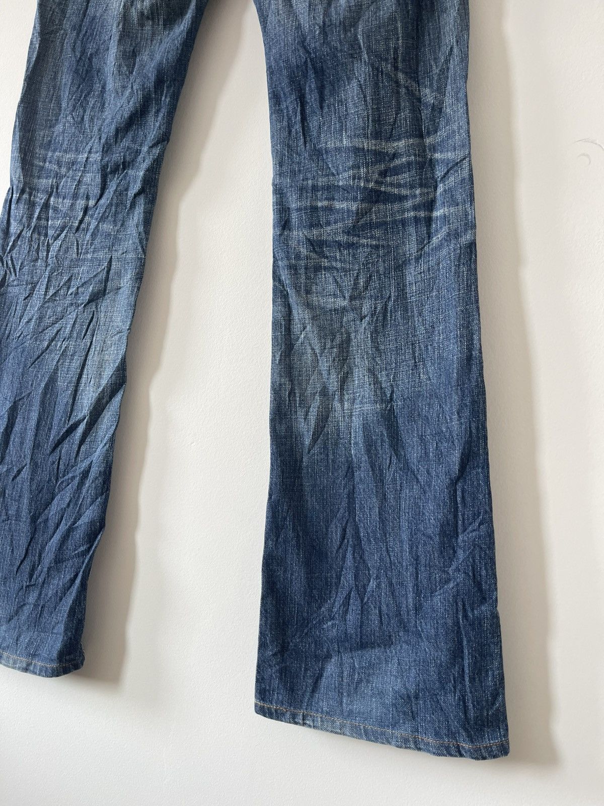 Edwin Rare Vintage EDWIN Blue Trip Boot Cut Flare Japan Denim Size 28" / US 6 / IT 42 - 2 Thumbnail