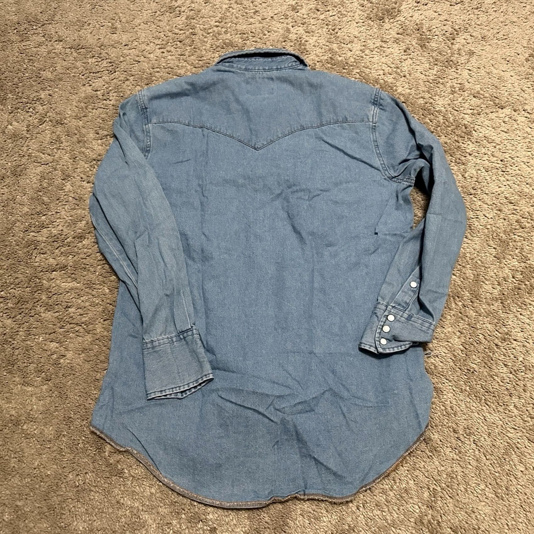 Wrangler VINTAGE Wrangler Western Shirt Mens M Blue Chambray Button-Up Snap Cowboys Western Size US M / EU 48-50 / 2 - 6 Thumbnail