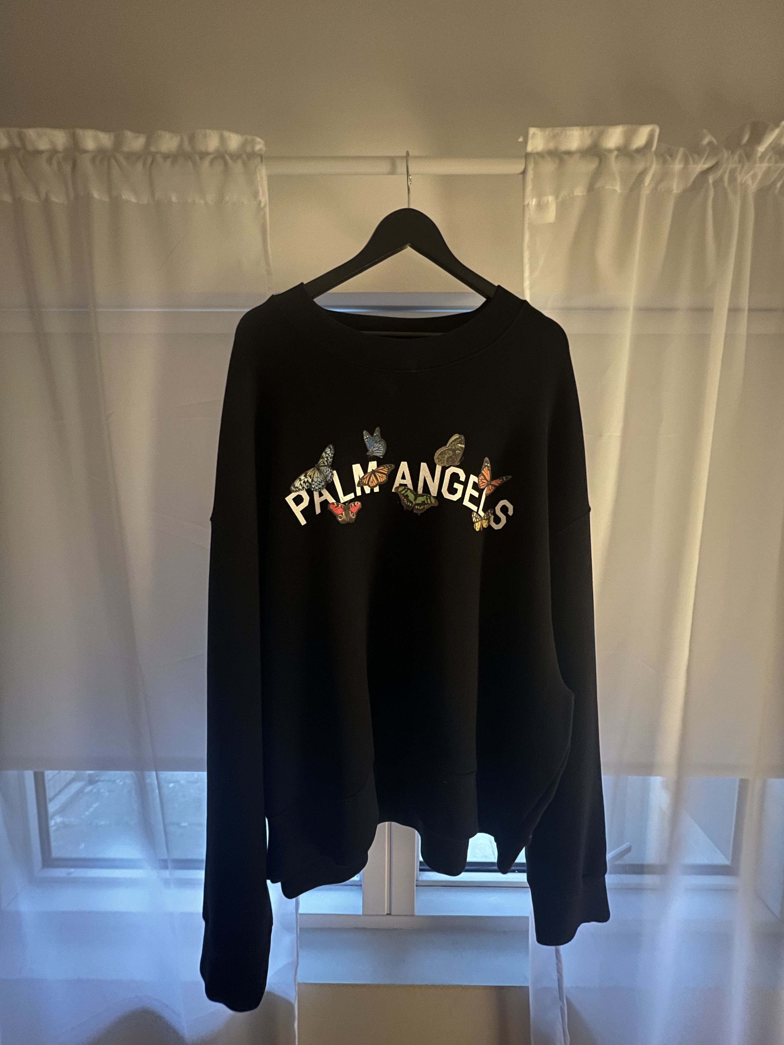 image of Palm Angels Butterfly Sweatshirt in Black, Men's (Size 2XL)