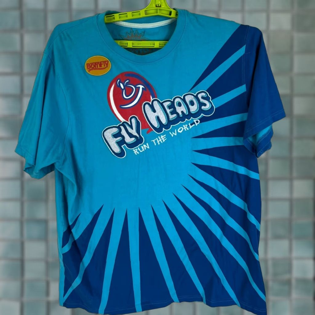 Born Born Fly Stay Fly "Fly Heads" Graphic Print T-Shirt Mens 2XL Blue Short Sleeve Crew Neck Embroidered Lightweight Size US XXL / EU 58 / 5 - 1 Thumbnail