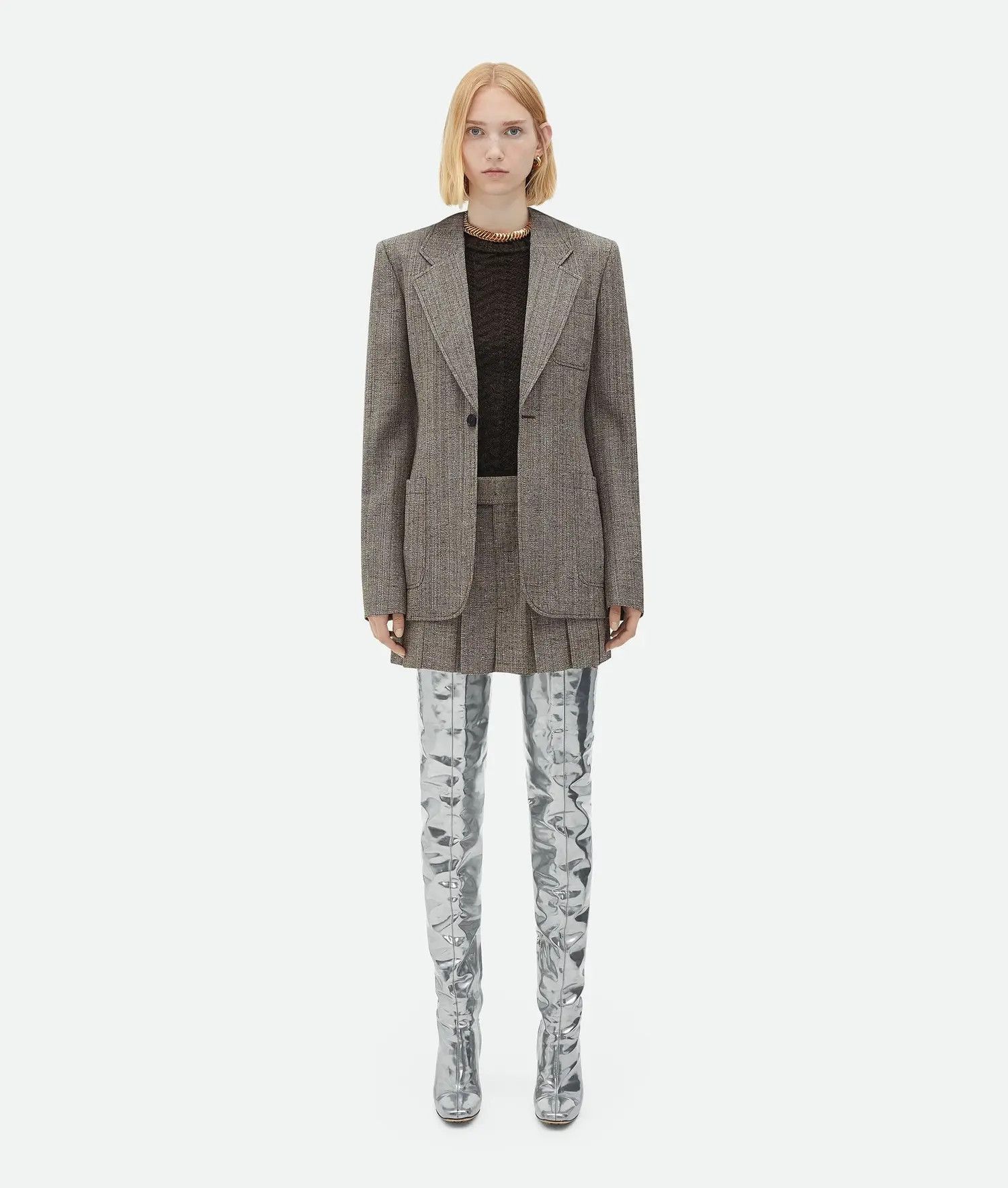 Bottega Veneta o1w1db10825 Shetland Chevron Ribs Sweater in Dark Chestnut Size M / US 6-8 / IT 42-44 - 4 Thumbnail