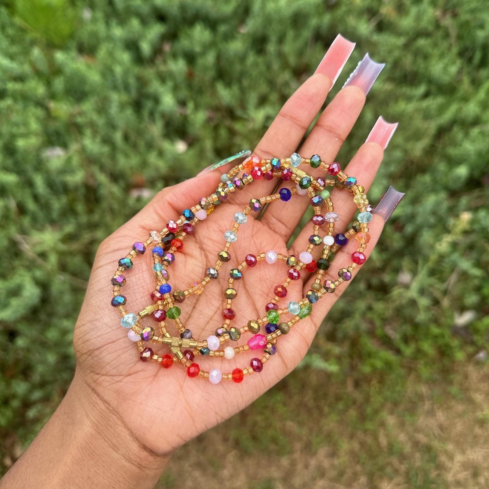 Handmade Small multicolored beaded African anklets from Ghana Size ONE SIZE - 1 Thumbnail
