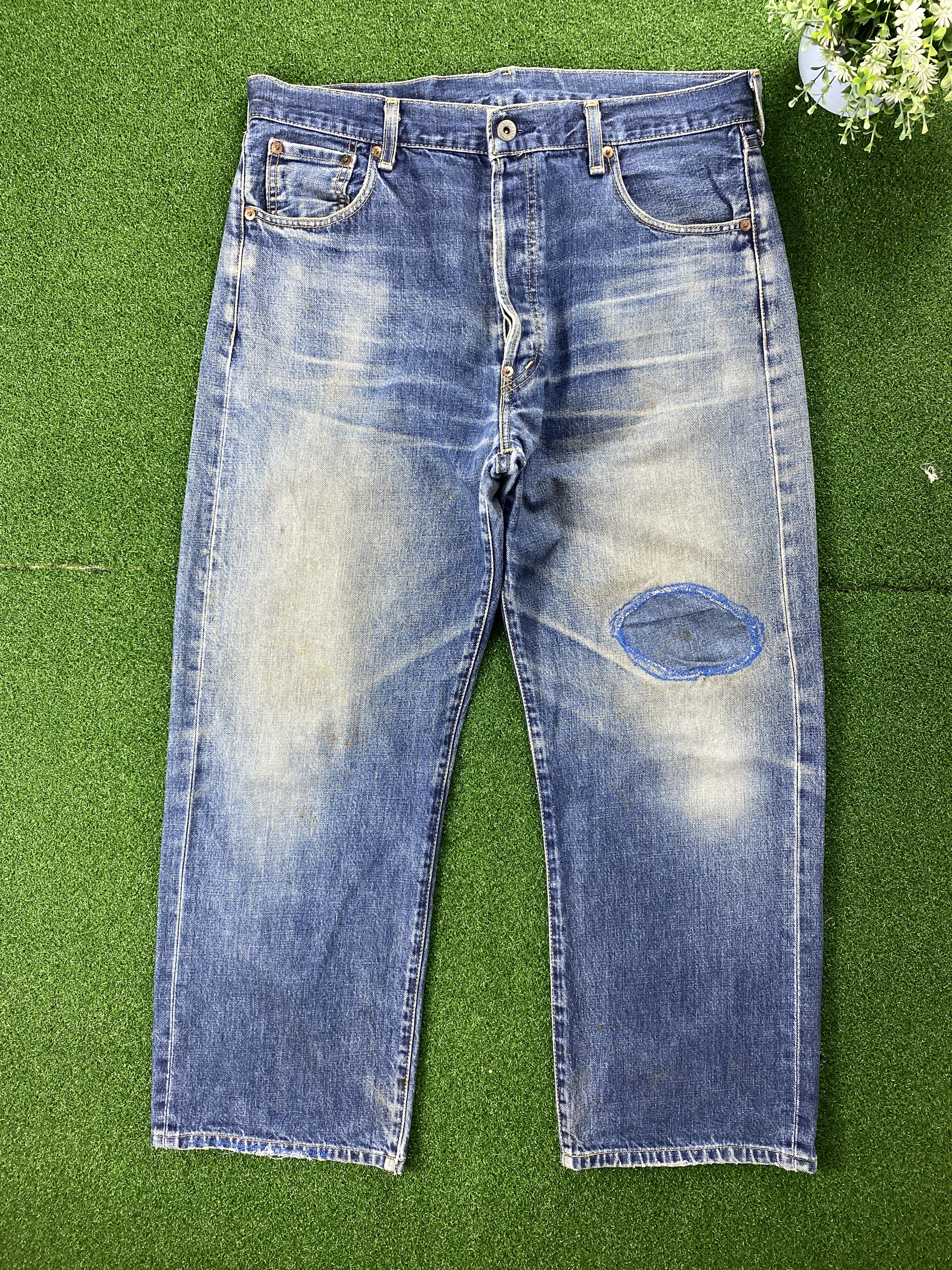 image of Levis x Vintage Selvedge Big E Vintage Levi's 702 Faded Blue Jeans in Blue Denim, Men's (Size 35)