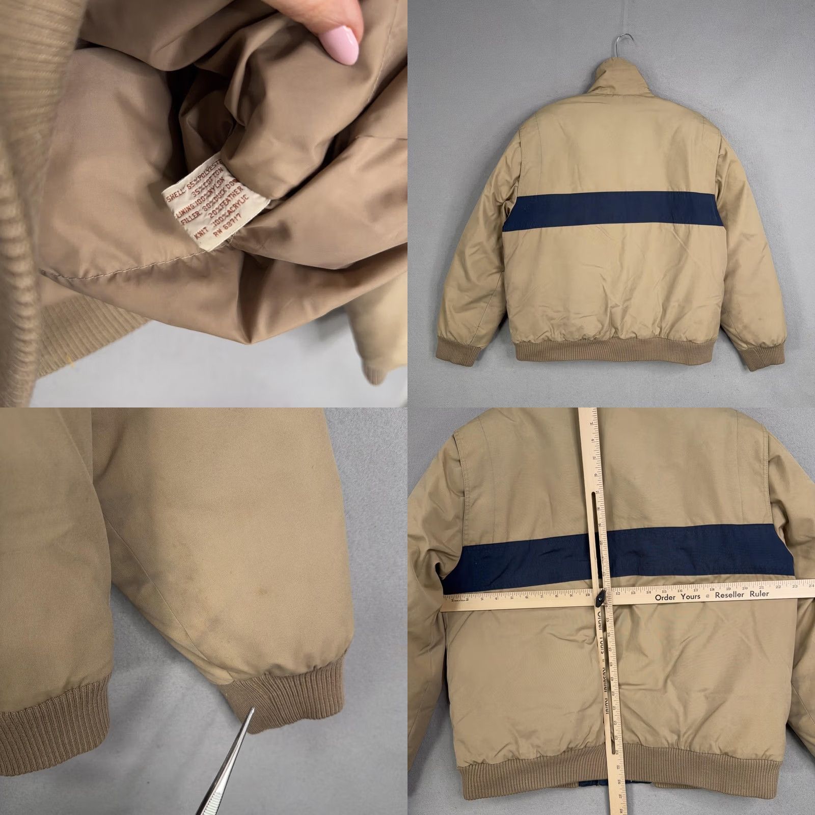Vintage VINTAGE Anthony Foxx Jacket Mens Medium Beige Down Bomber Striped Puffer Coat Size US M / EU 48-50 / 2 - 8 Thumbnail
