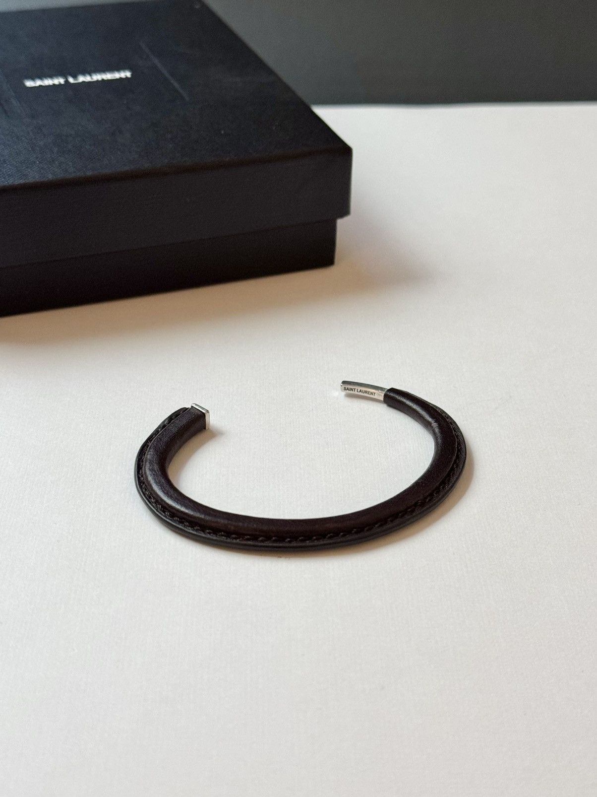 Saint Laurent Paris Saint Laurent Paris Leather Metal Cuff Bracelet Size ONE SIZE - 1 Thumbnail